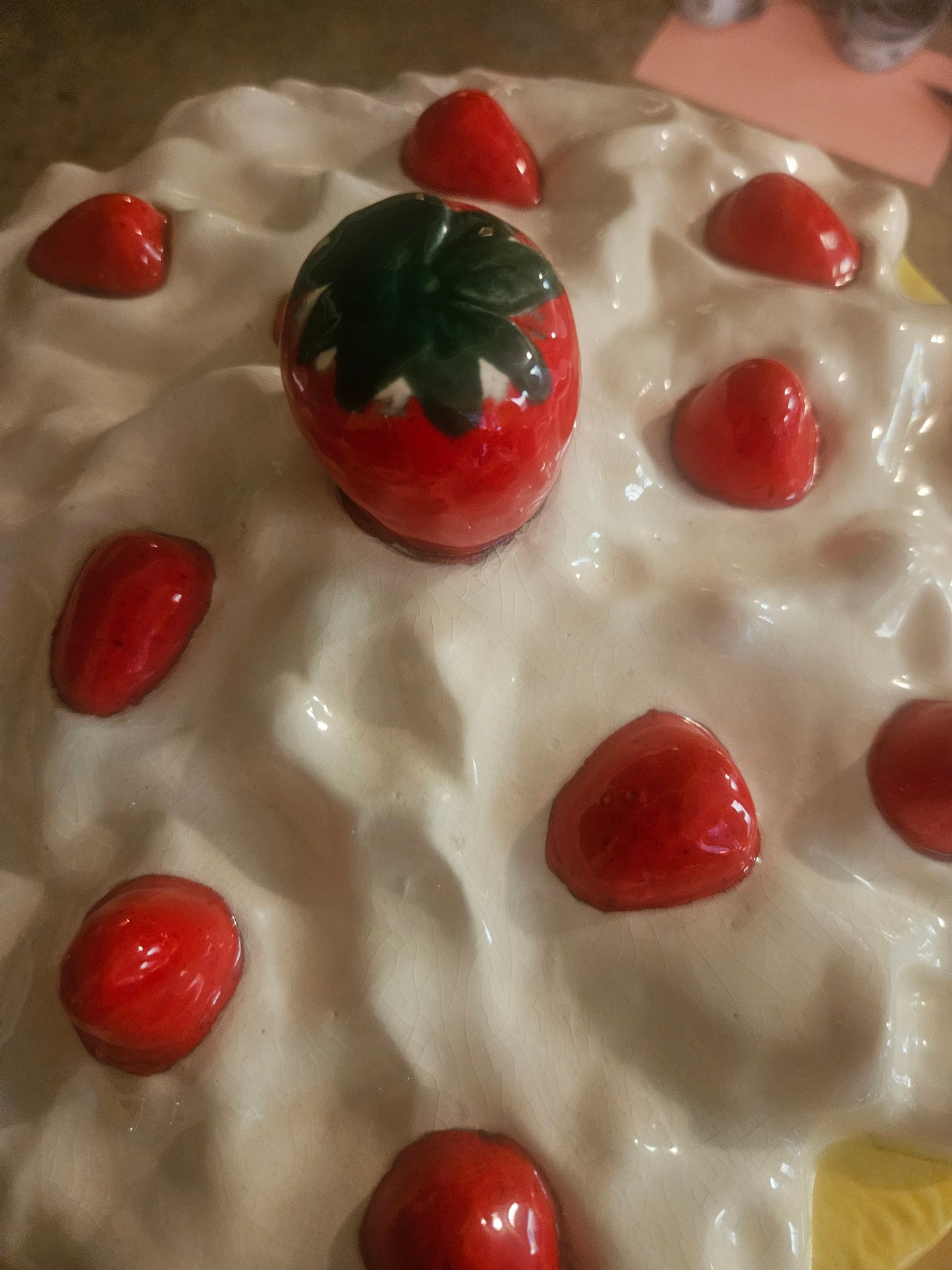 Vintage Ceramic Strawberry Shortcake Cake Dome