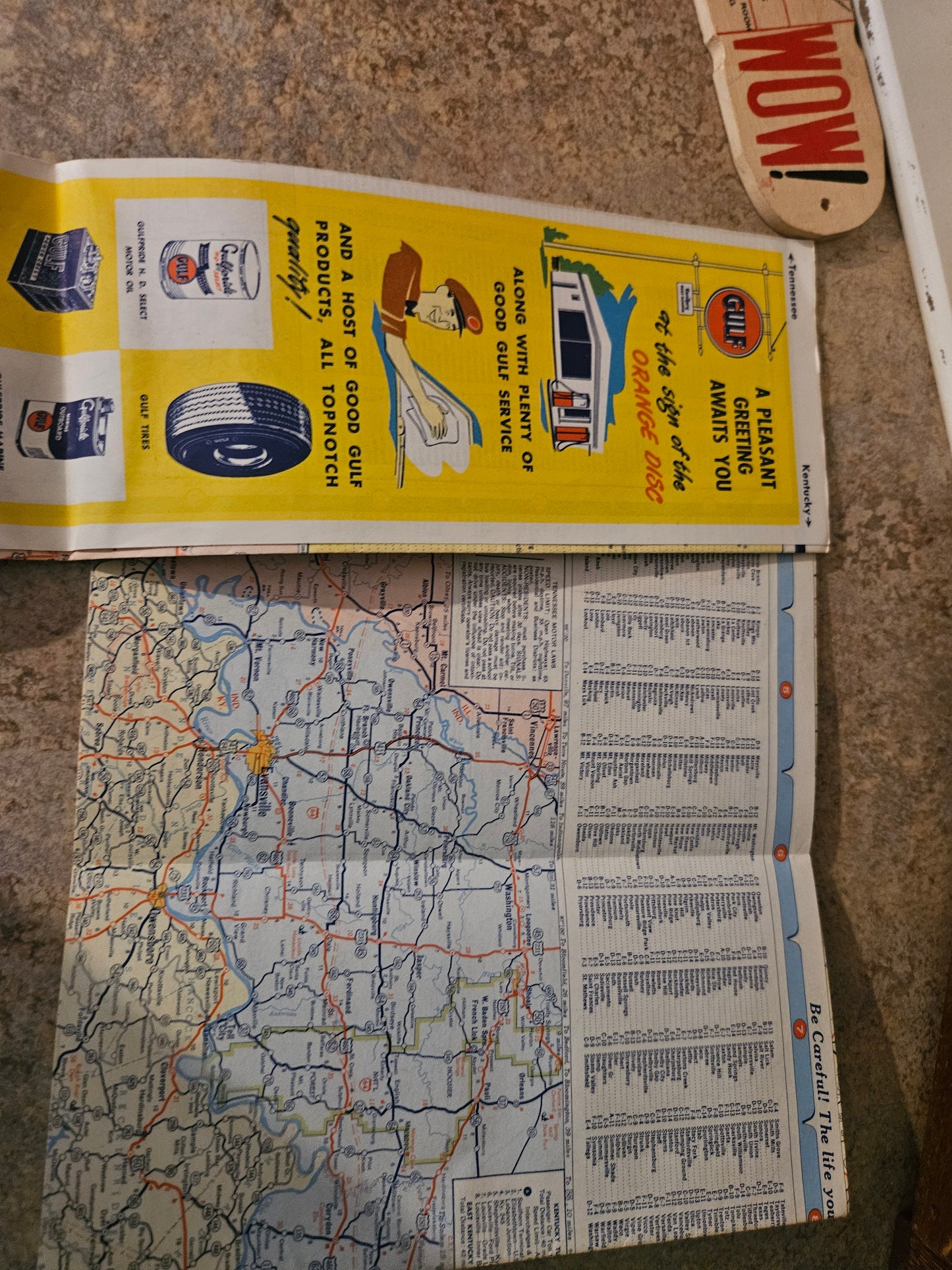 Vintage Gulf Oil Tourgide Maps – Set of 2 – Kentucky/Tennessee & Alabama/Kentucky/Tennessee