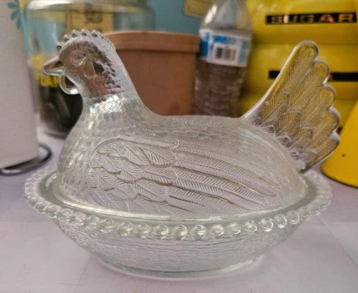 Indiana Glass Hen on Nest Covered Dish – Clear