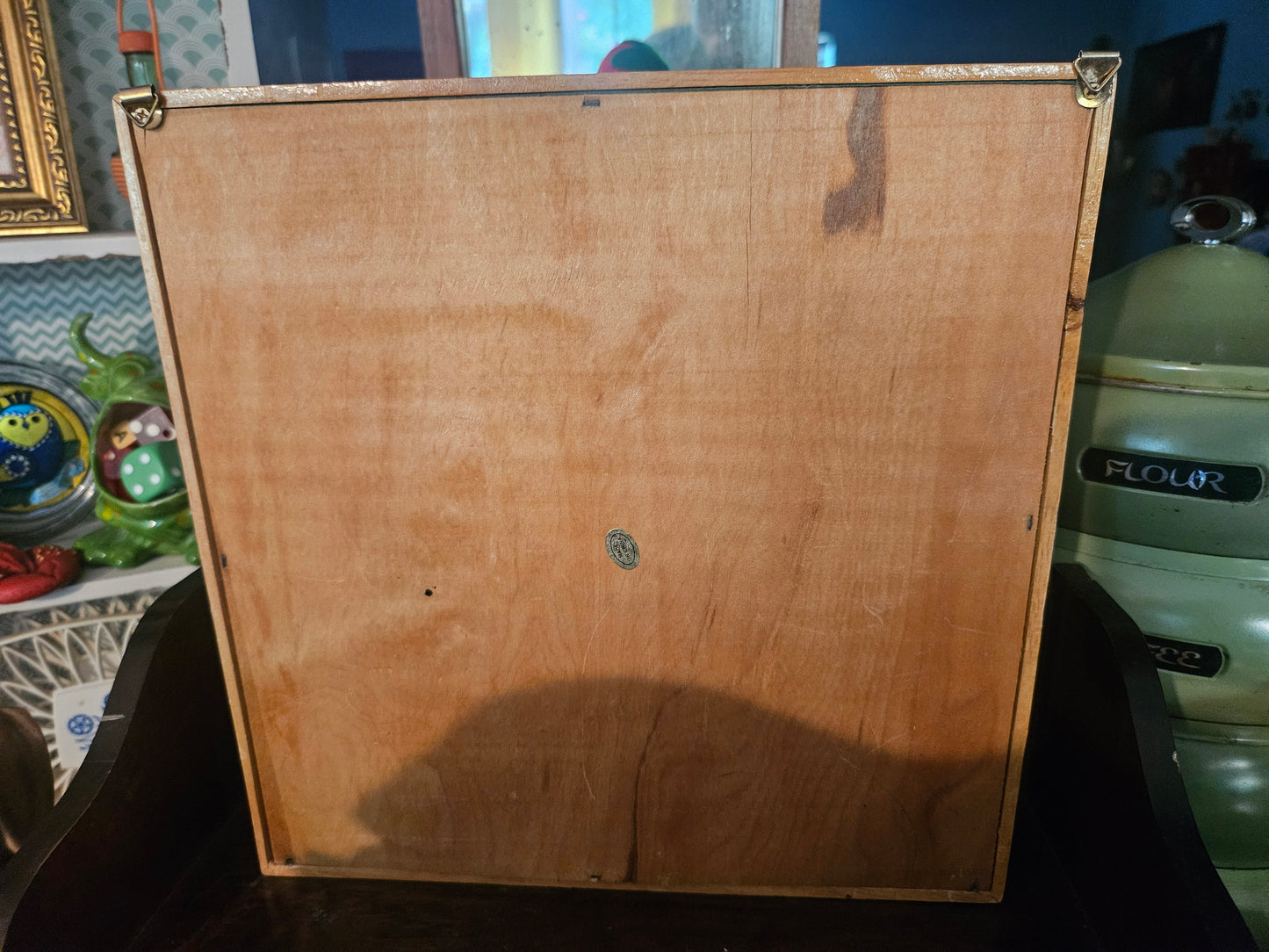 Vintage Golf Ball Display Case Repurposed as Trinket Shelf – 16-Compartment Wood Shadow Box