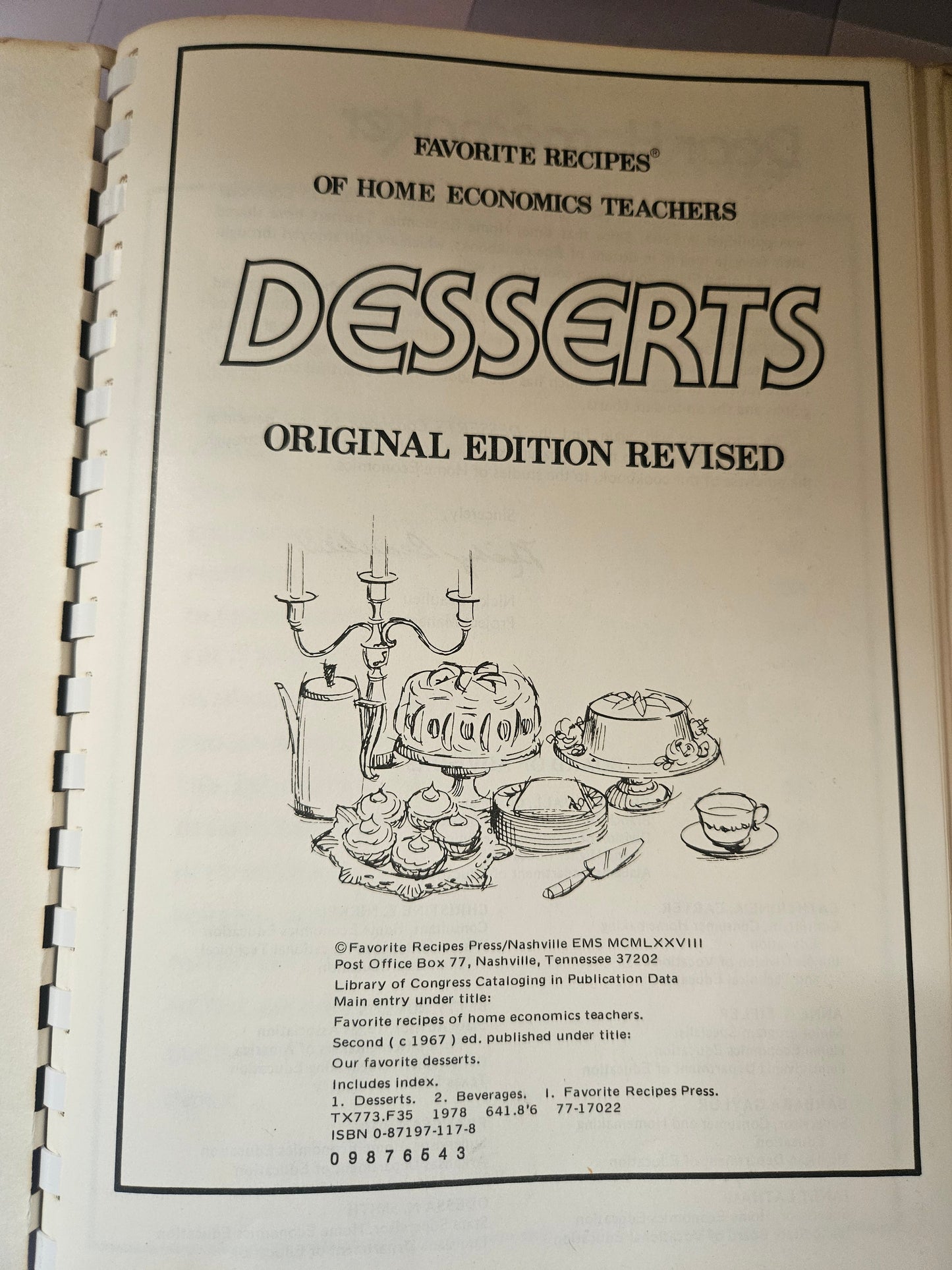 Desserts — Favorite Recipes of Home Economics Teachers — Original Edition Revised — 1978 Spiral Cookbook
