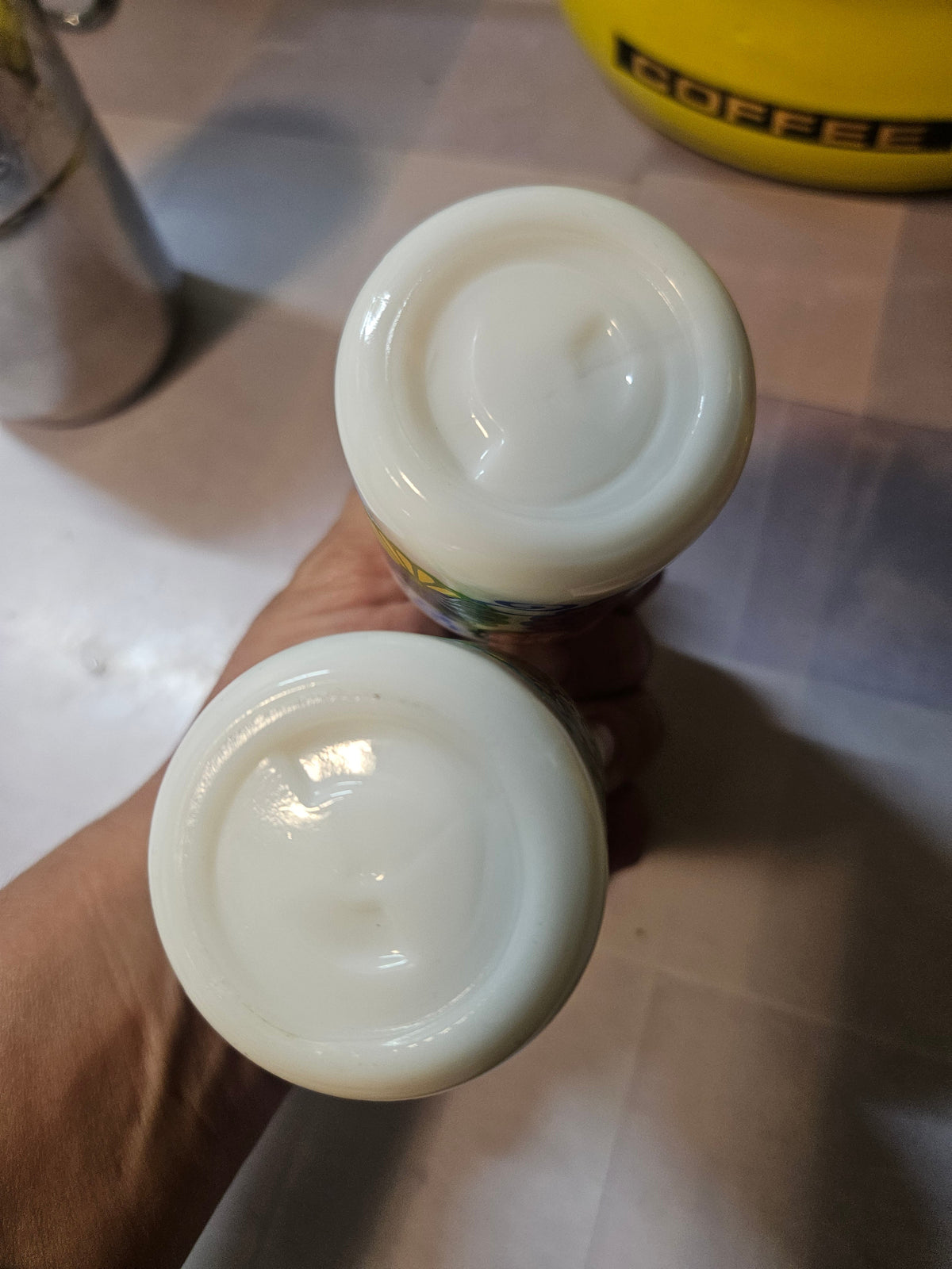 Vintage Groovy MCM Milk Glass Salt & Pepper Shakers