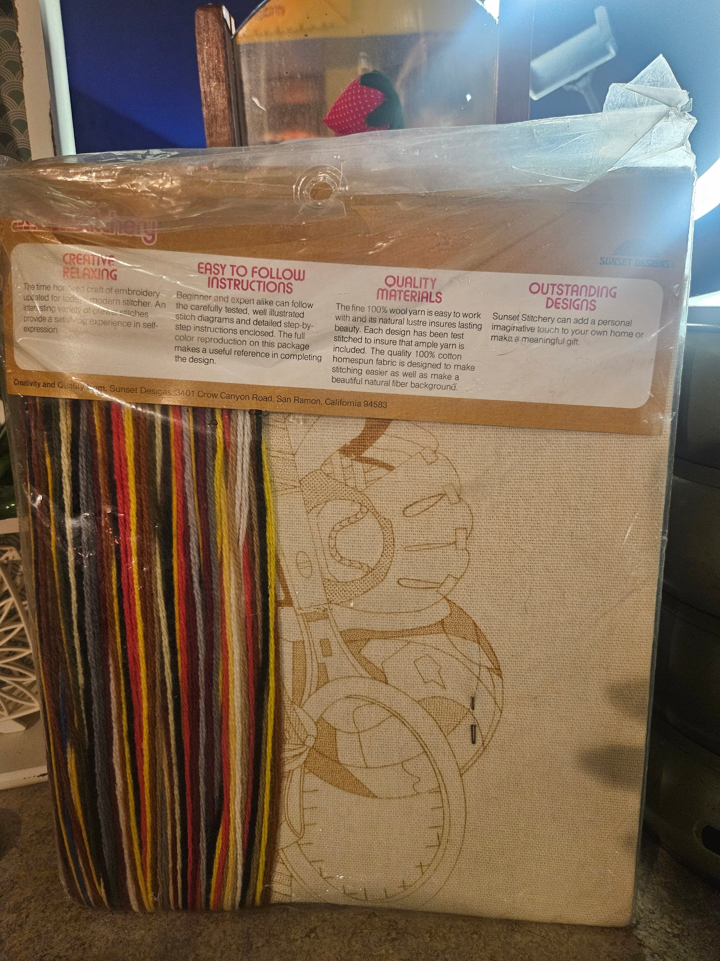 Sunset Stitchery "All Sports" Crewel Embroidery Kit — Unopened, 13.5x11", Vintage 1970s
