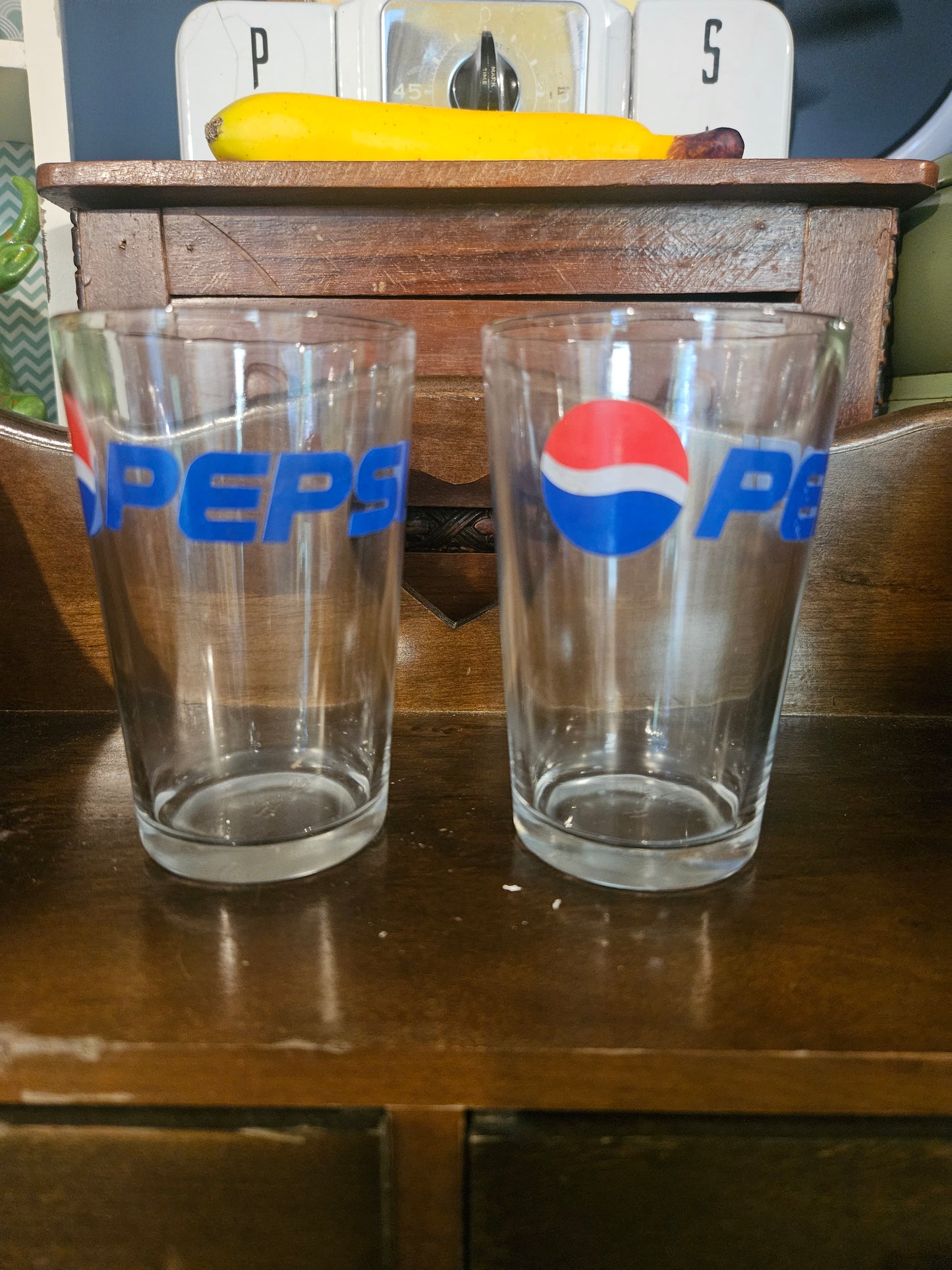 Vintage Pepsi Globe Logo Pint Glasses — Set of 2