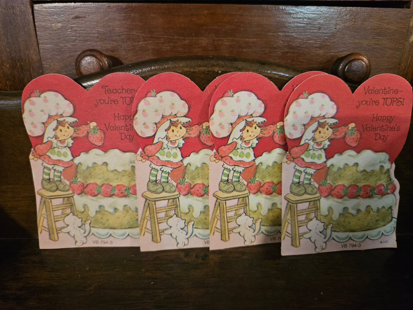 Vintage Strawberry Shortcake Valentine's Day Cards – Set of 4, 1980s Die-Cut