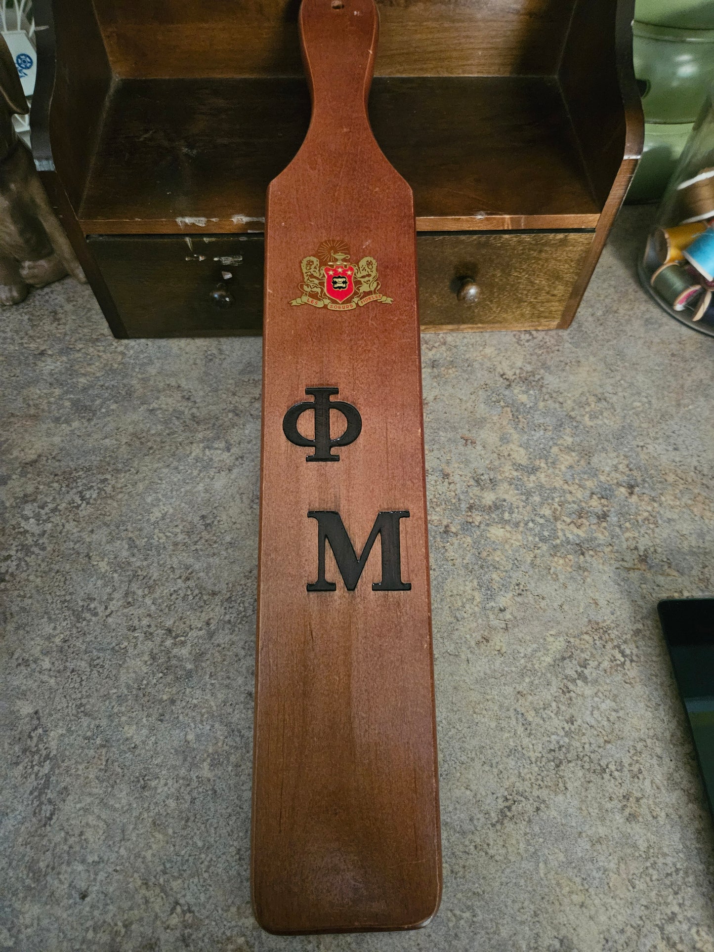 Phi Mu Sorority Paddle – 22" Vintage Greek Life Wood Paddle