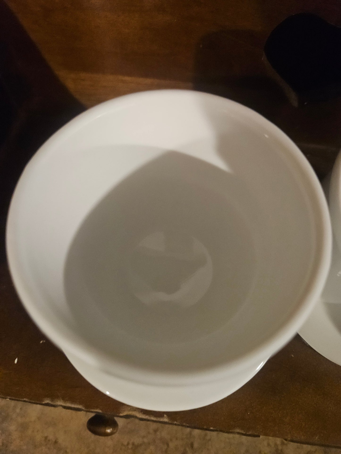 Top view of butter bell crock base showing clean white ceramic interior