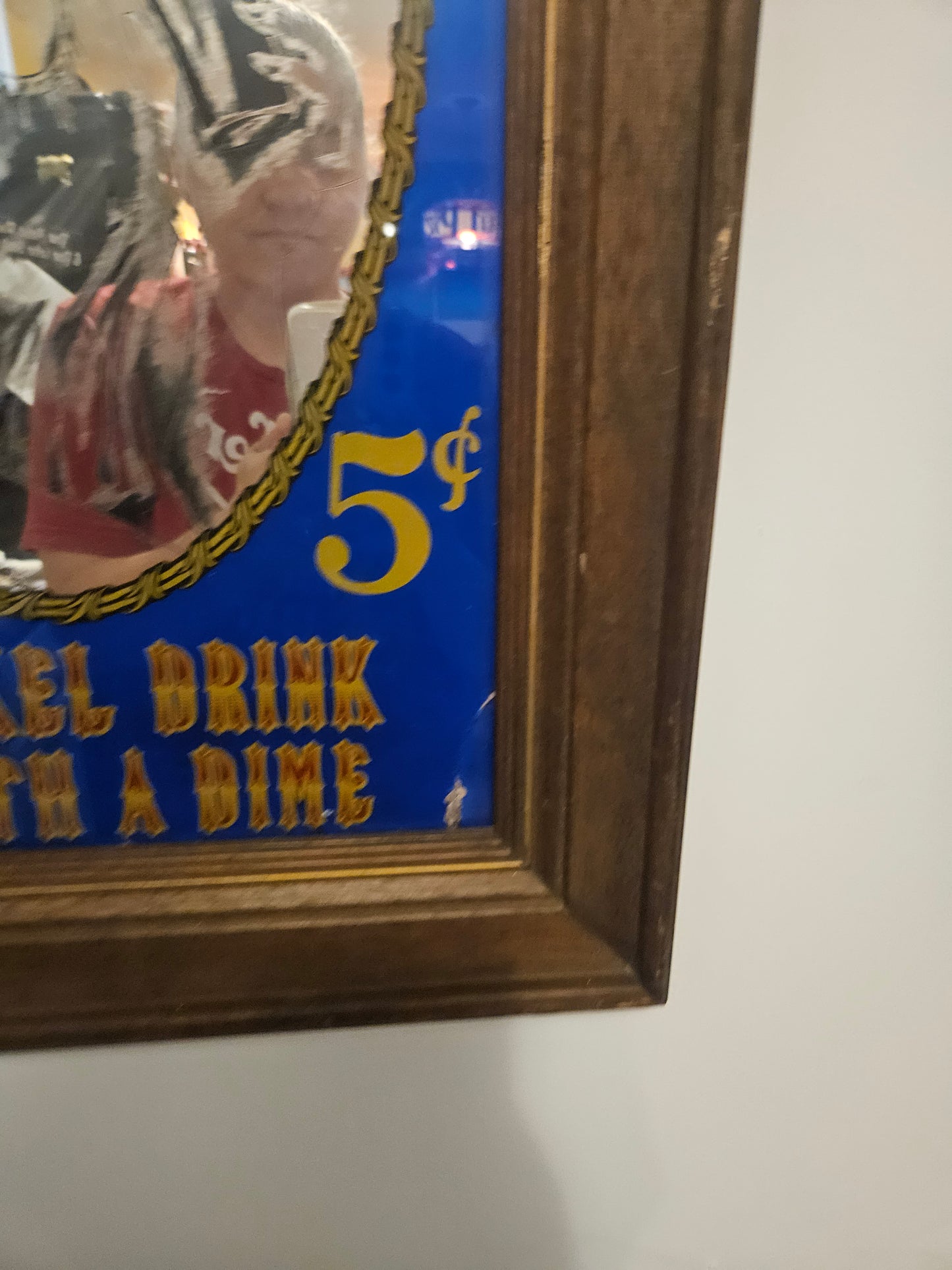 Vintage Pepsi-Cola Advertising Mirror – "A Nickel Drink Worth a Dime"