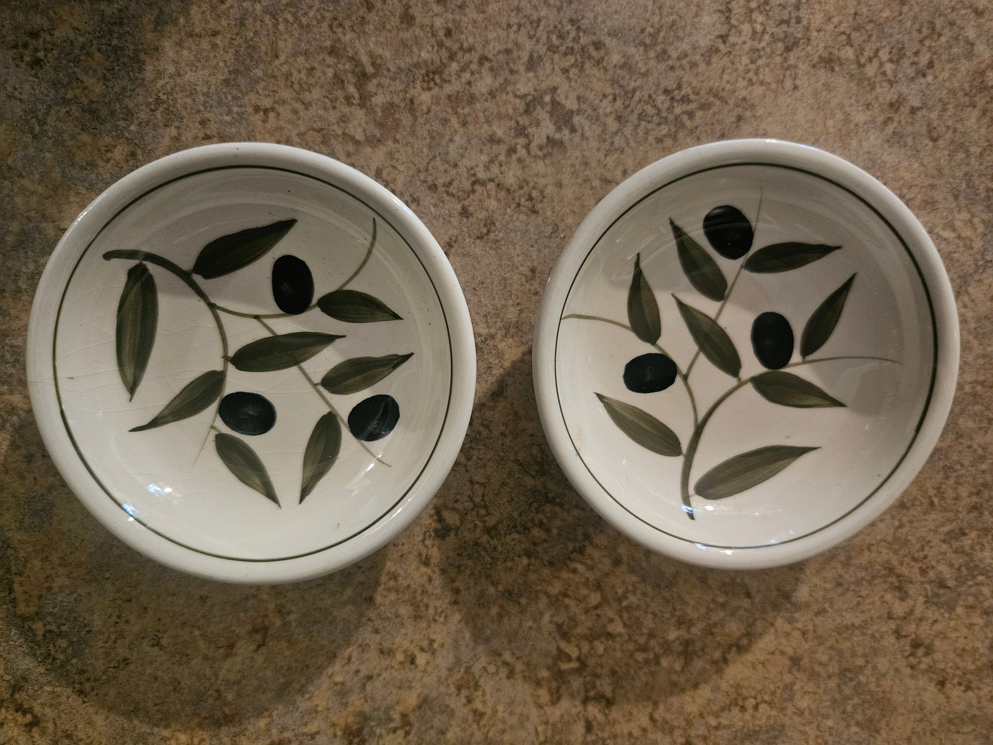 Ceramic Olive Branch Bowls — Set of 2