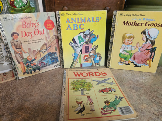 Vintage Little Golden Books – Set of 4 – Baby's Day Out, Animals' ABC, Mother Goose, Words