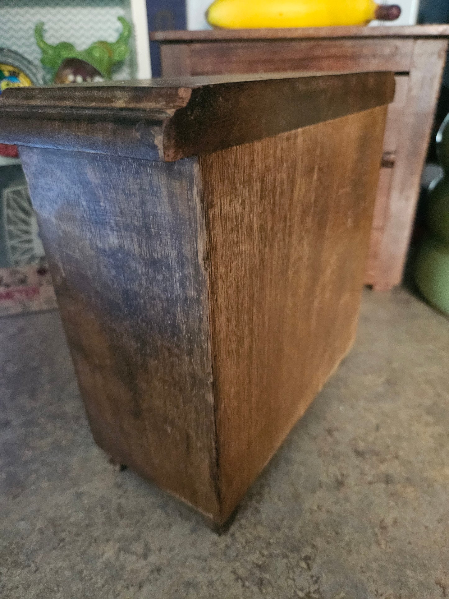 Vintage Indian Hand-Painted Ceramic & Wood Spice Cabinet – 6 Drawers