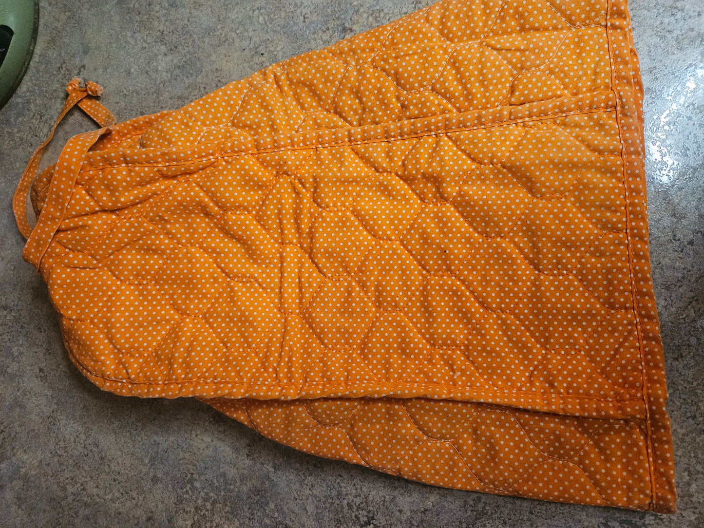 Vintage 70s Mushroom Print Quilted Double Oven Mitt – Orange Polka Dot