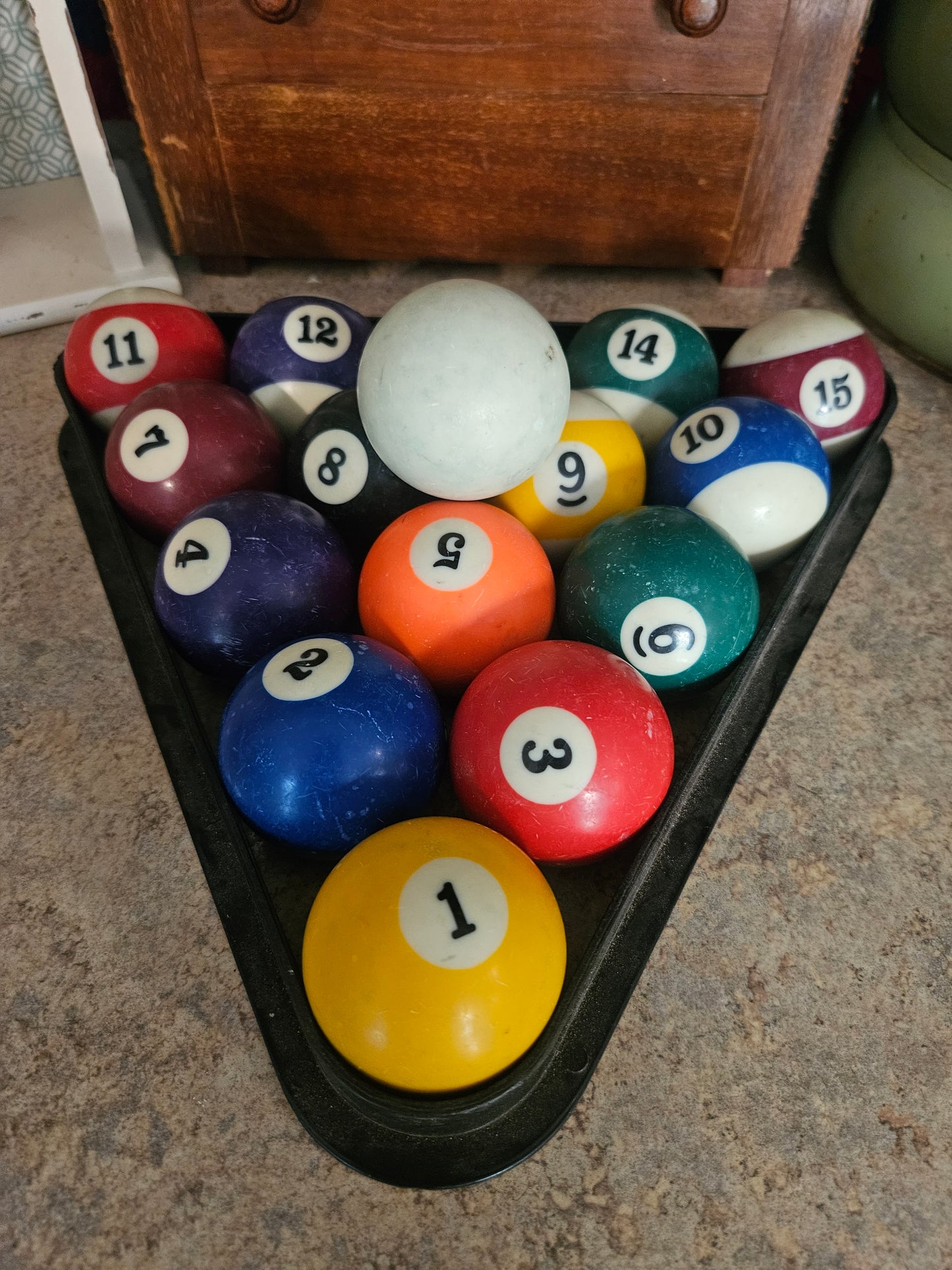 Billiard Ball Set – Complete 16-Ball Set with Triangle Rack