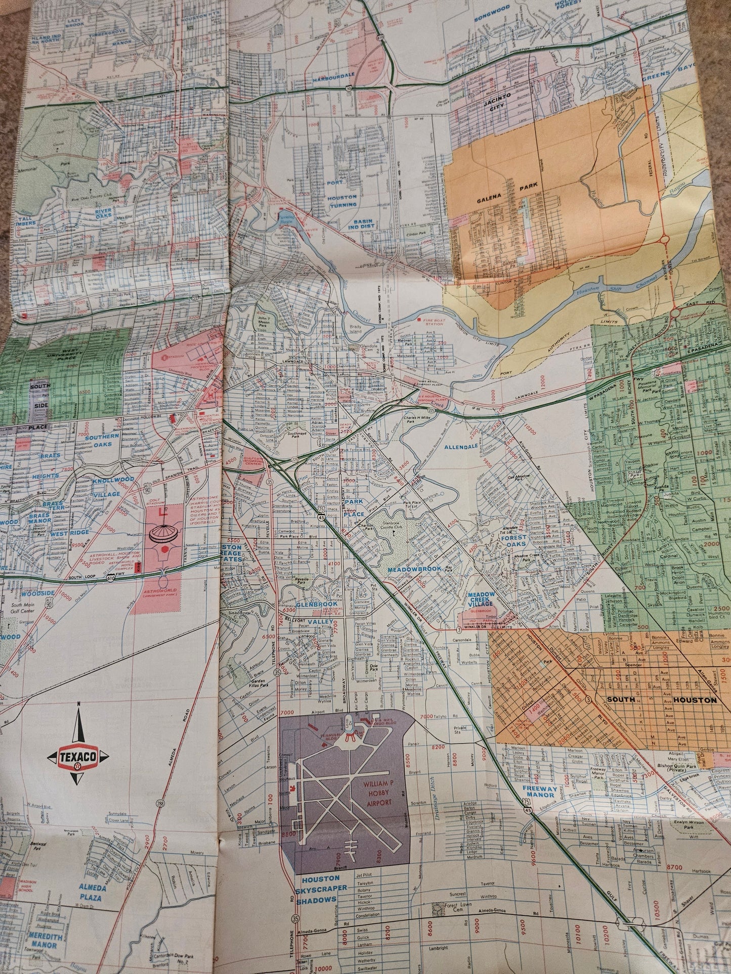 Vintage Texaco Houston Road Map – Psychedelic Pop Art Cover 1960s–70s Petroliana