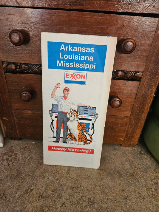 1973 Exxon Arkansas, Louisiana & Mississippi Road Map – Happy Motoring Tiger Cover