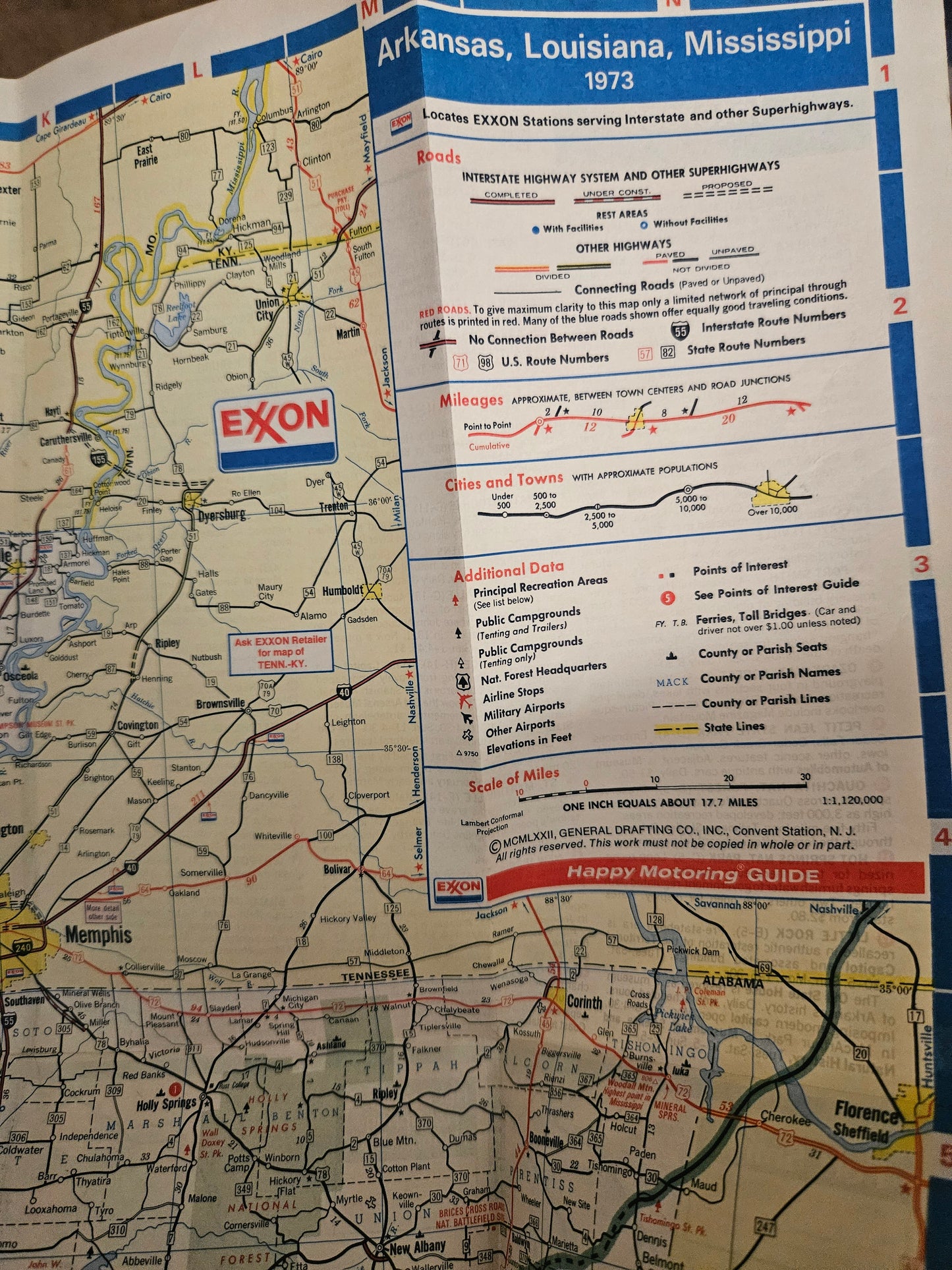 1973 Exxon Arkansas, Louisiana & Mississippi Road Map – Happy Motoring Tiger Cover