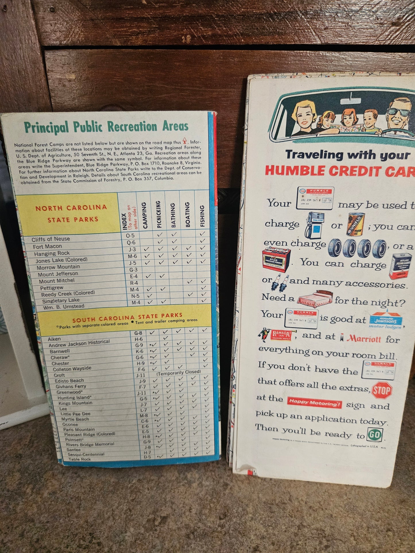 Vintage Esso Road Map Lot of 2 – North/South Carolina & Eastern United States – Happy Motoring Petroliana