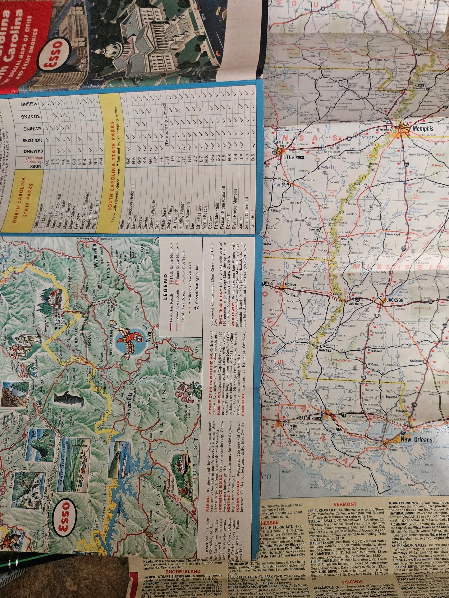 Vintage Esso Road Map Lot of 2 – North/South Carolina & Eastern United States – Happy Motoring Petroliana