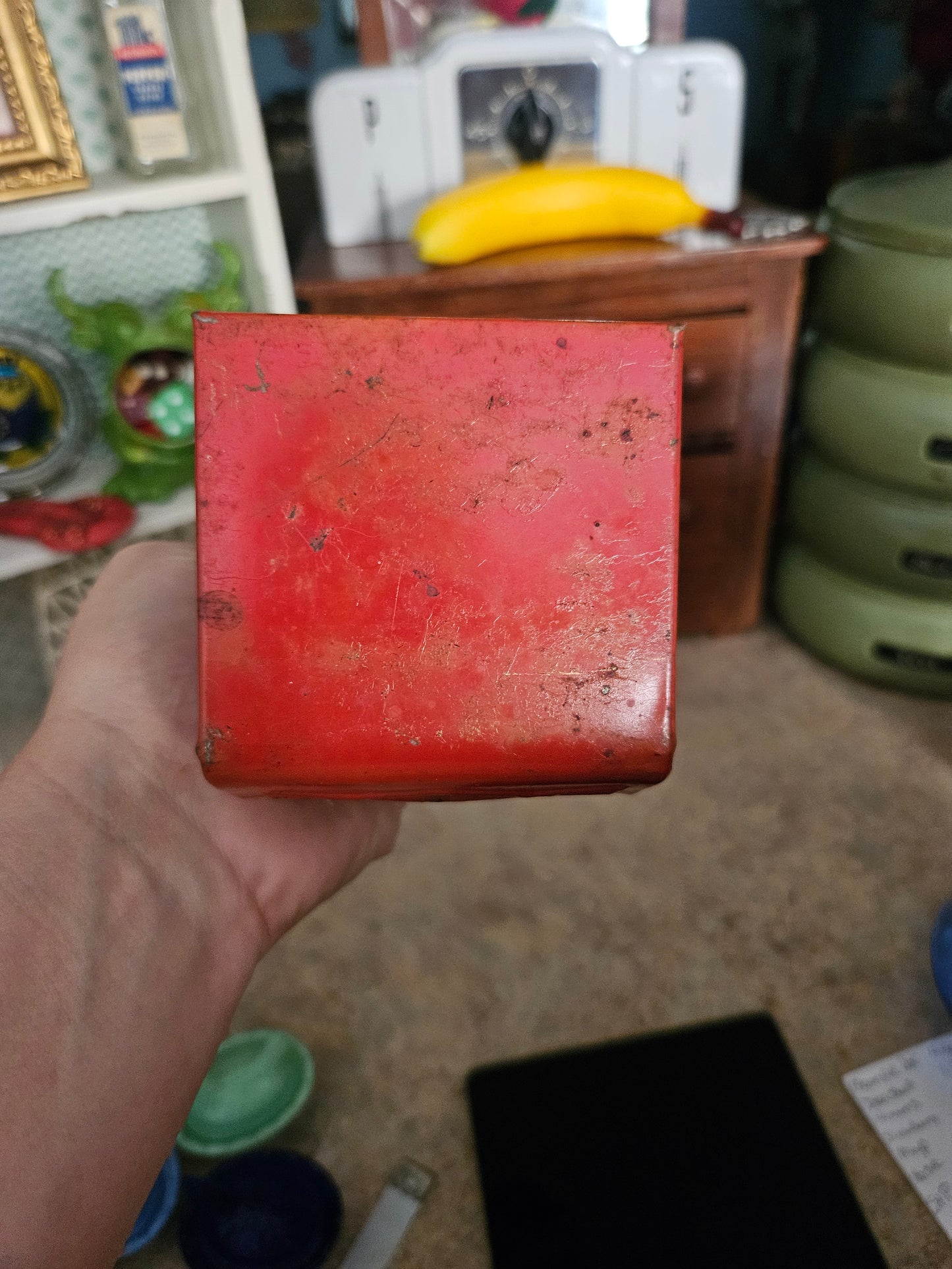 Antique Johnson & Tachick Advertising Tin Match Holder – Butcher Shop Wall Mount