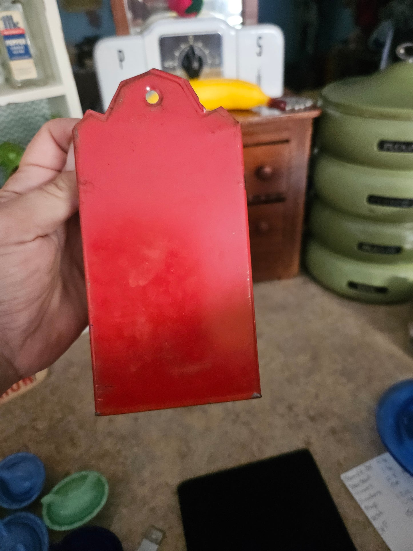 Antique Johnson & Tachick Advertising Tin Match Holder – Butcher Shop Wall Mount