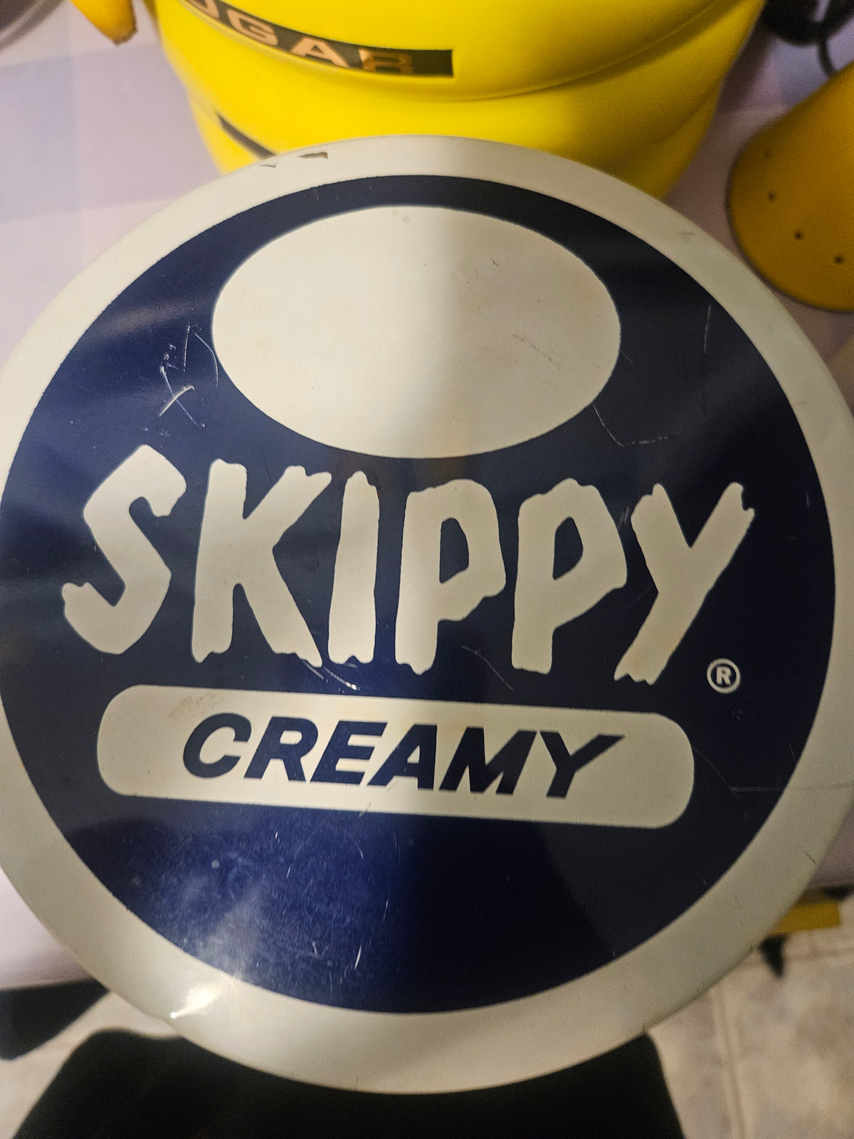 Vintage Skippy Creamy Peanut Butter Tin with Bail Handle — Mid-Century Kitchen Collectible