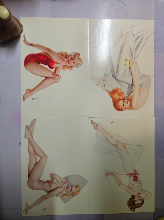 Vintage 1995 Hearst Corp Varga Collection Pin Up Postcards — Set of 4