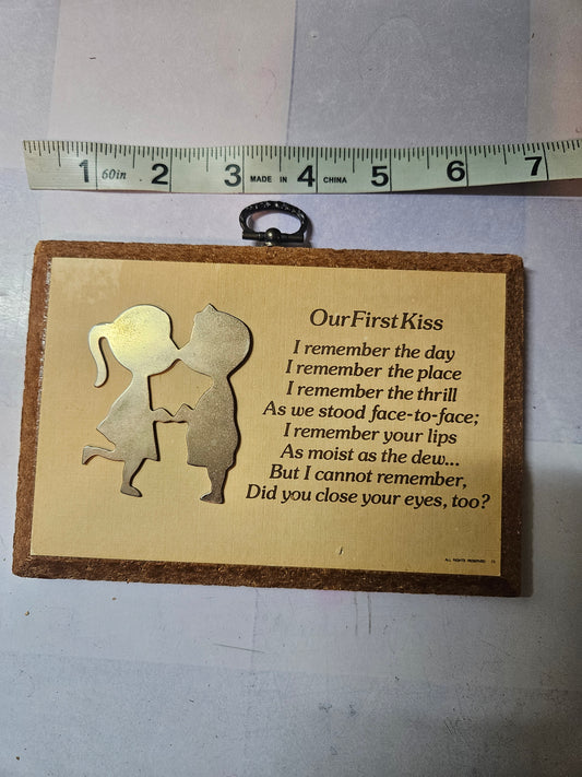 Vintage Paula "Our First Kiss" Plaque of Memories — Cork & Gold Silhouette