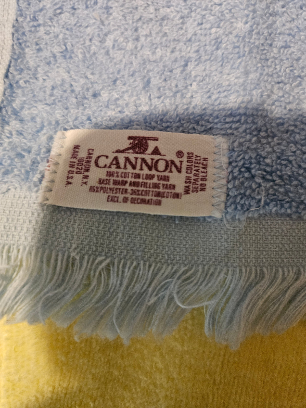 Vintage Cannon Hand Towels — Set of 3, Embroidered Floral & Butterfly, Yellow & Blue
