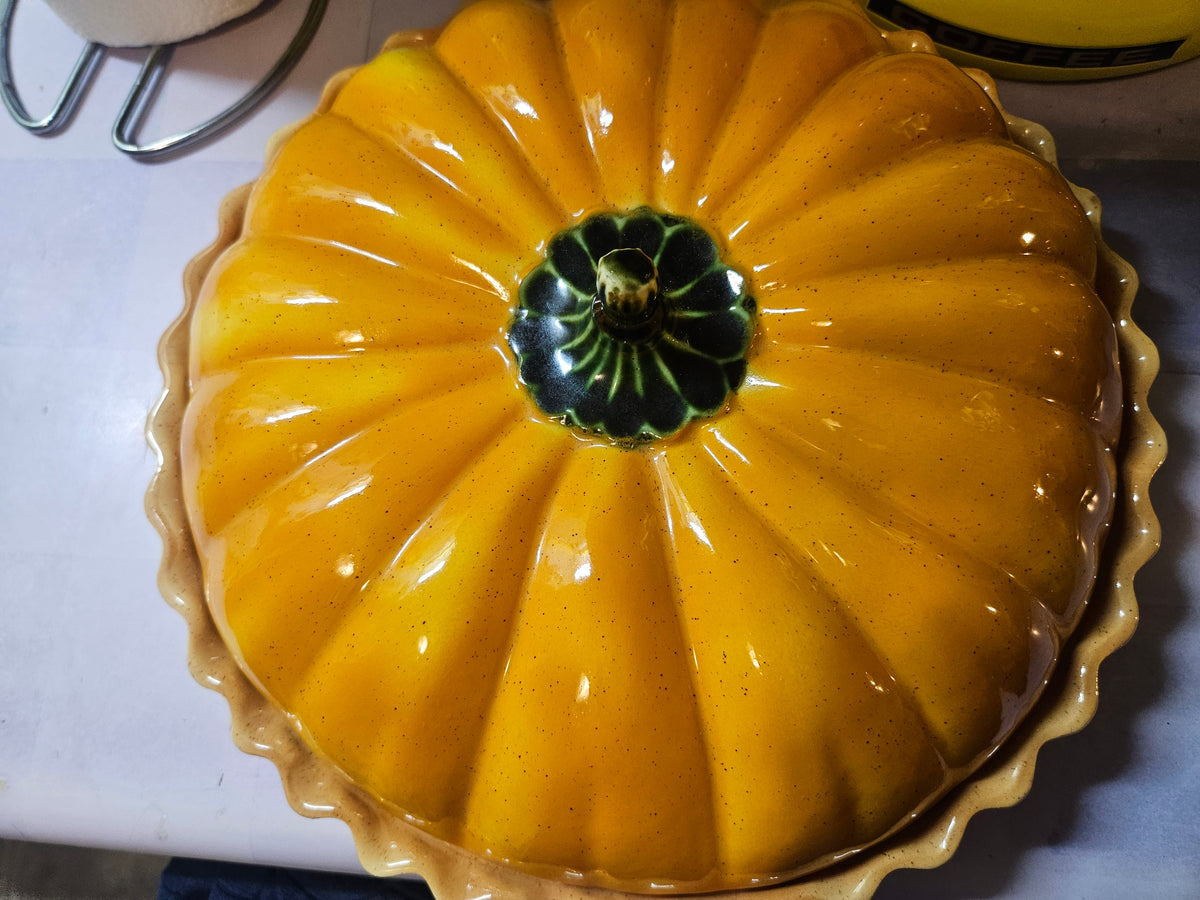Large Vintage Ceramic Pumpkin Pie Keeper with Lid