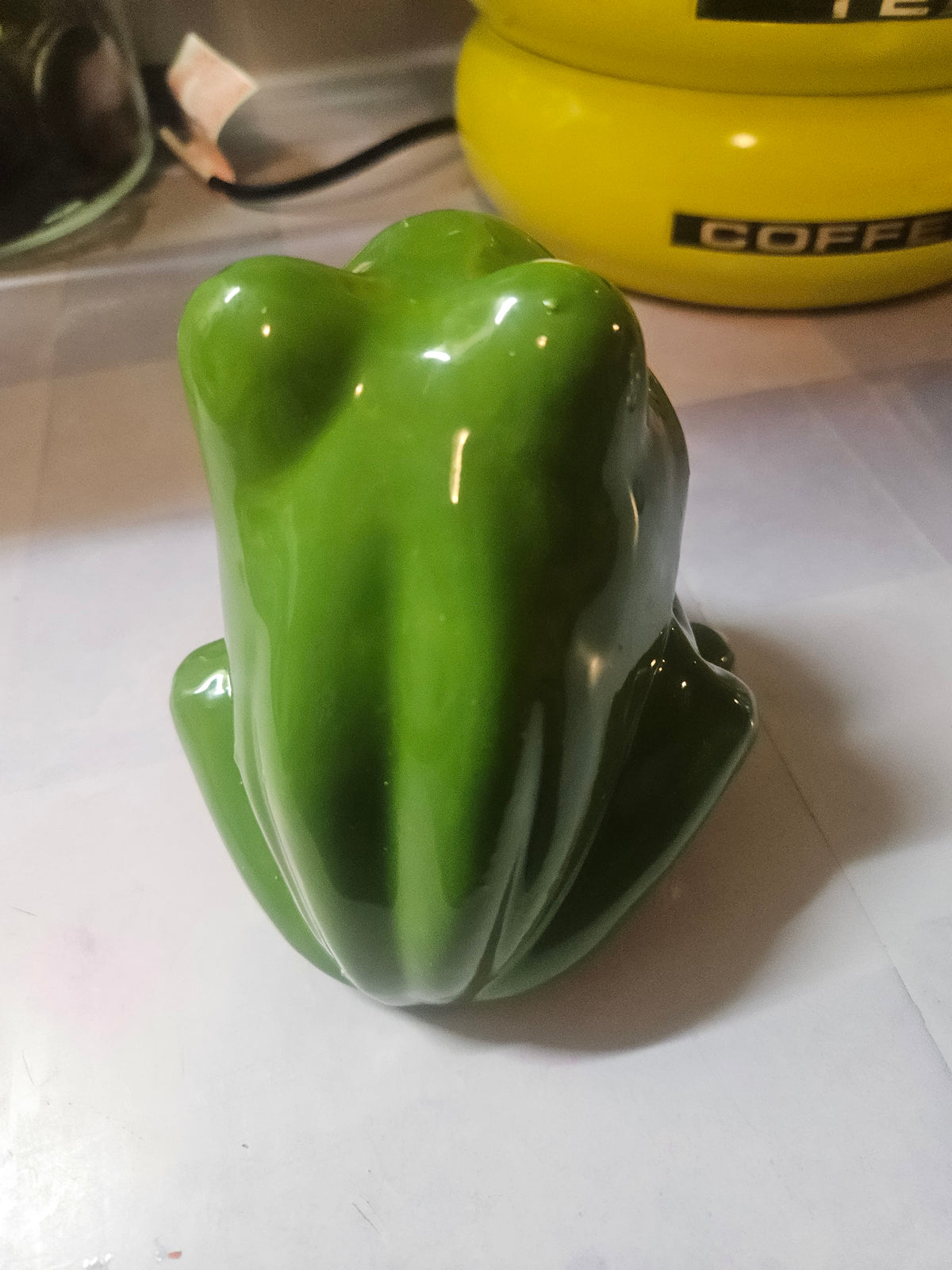 Vintage Ceramic Sponge Frog with Human Style Teeth