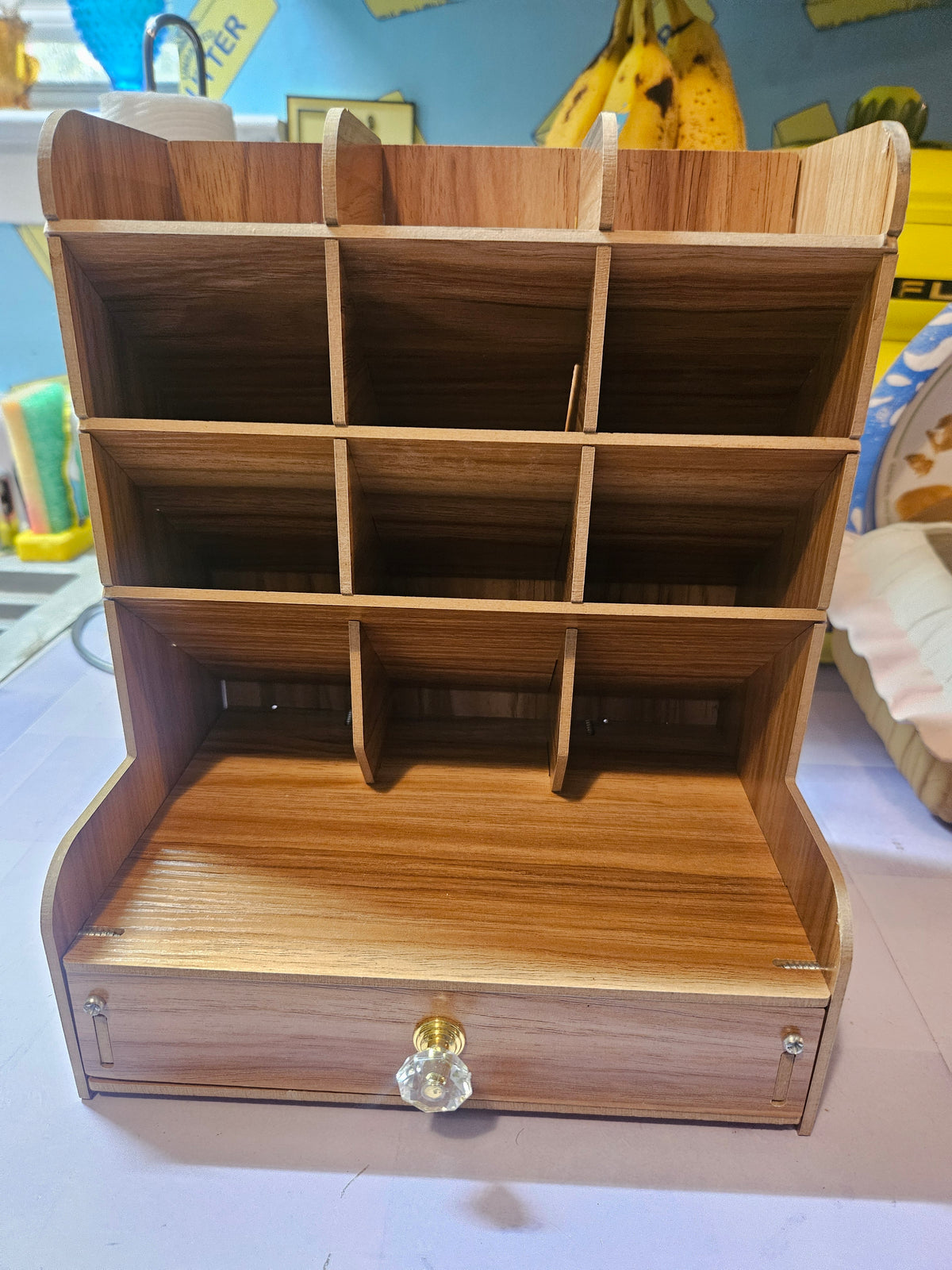 Wood-Look Desk & Counter Organizer with Compartments