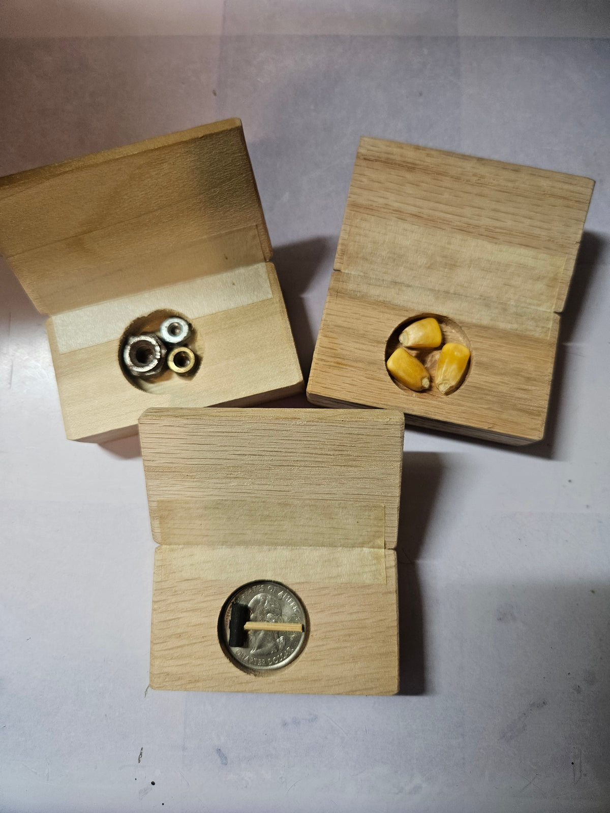 Set of 3 Wooden Gag Gift Boxes, Novelty, White Elephant