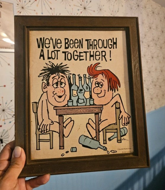 "We've Been Through A Lot Together!" Vintage Mink Humorous Framed Print — 9.5x12", Bar Wall Art