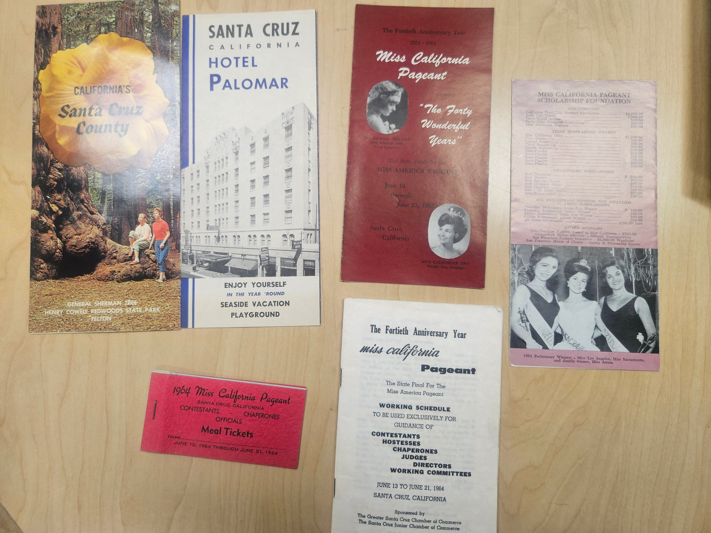 1964 Miss California Pageant Ephemera Lot — Program, Newspaper Clippings & Official Documents