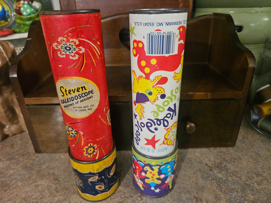 Vintage Kaleidoscope Set of 2 — Steven Mfg. & Colorful Tin Tube