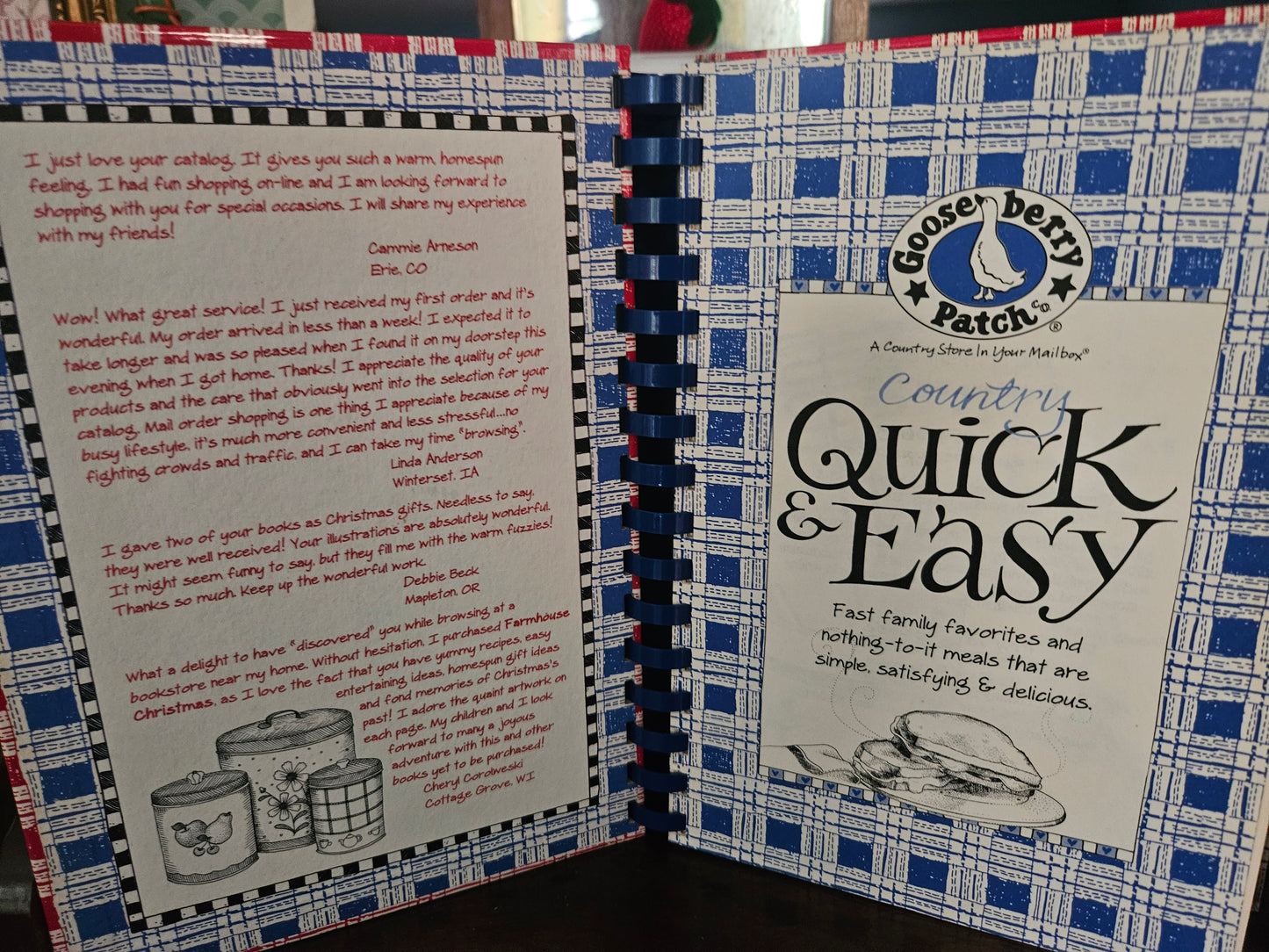 Gooseberry Patch Country Quick & Easy Cookbook – Spiral Bound 2004