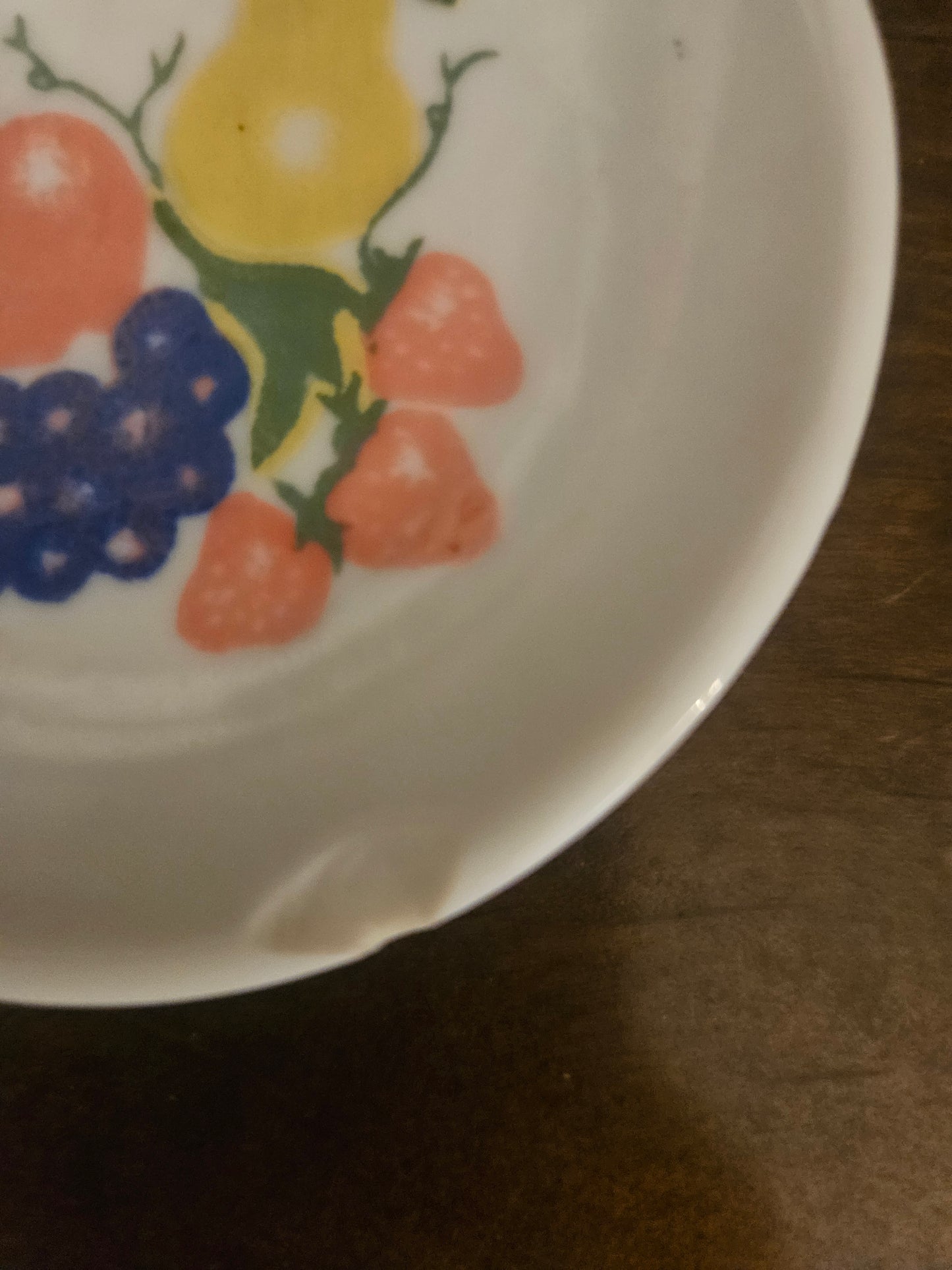 Aglo China Fruit Pattern Butter Pat — Mixed Fruit on White