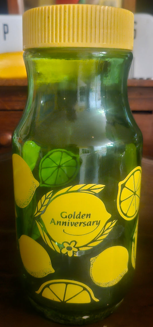 Anchor Hocking Vintage Green Glass Juice Bottle — "Golden Anniversary" Lemon Lime