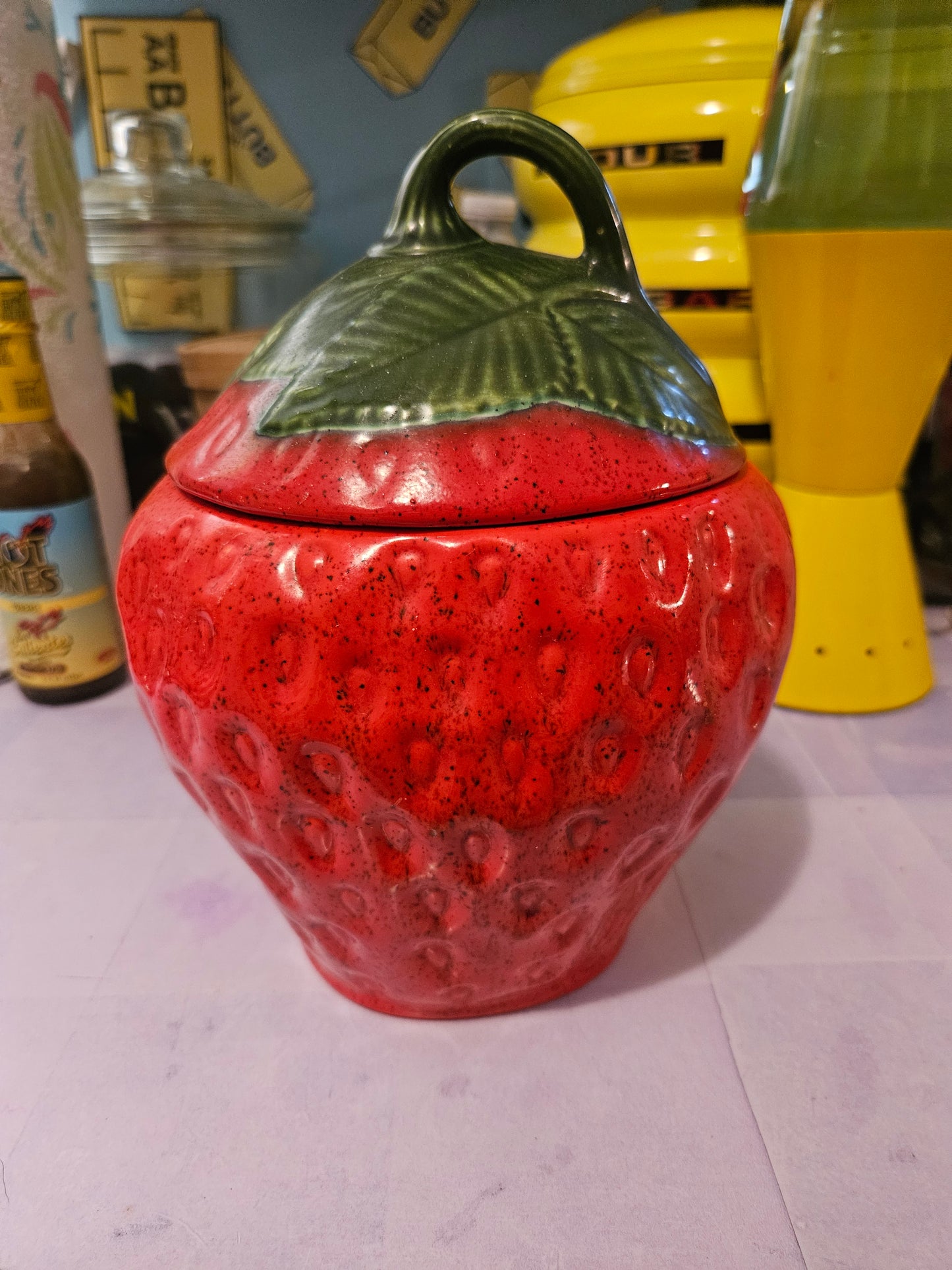 Strawberry Ceramic Cookie Jar with Lid