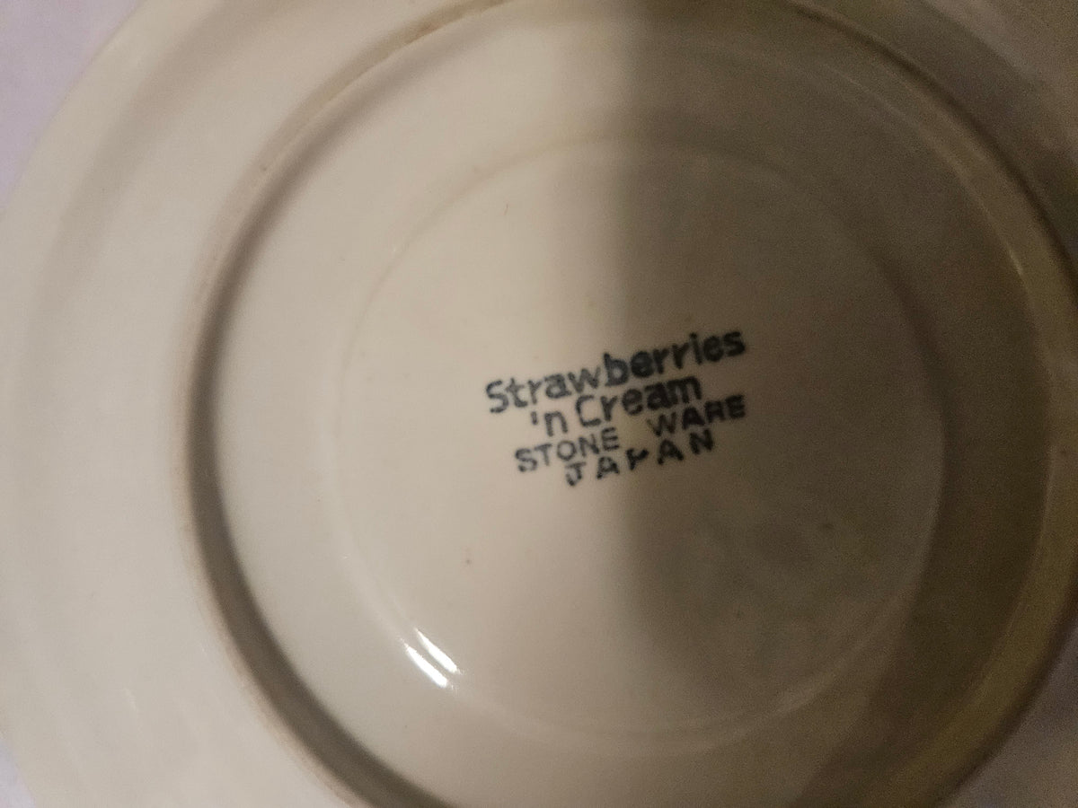 Set of four Strawberries n Cream stoneware cups and saucers