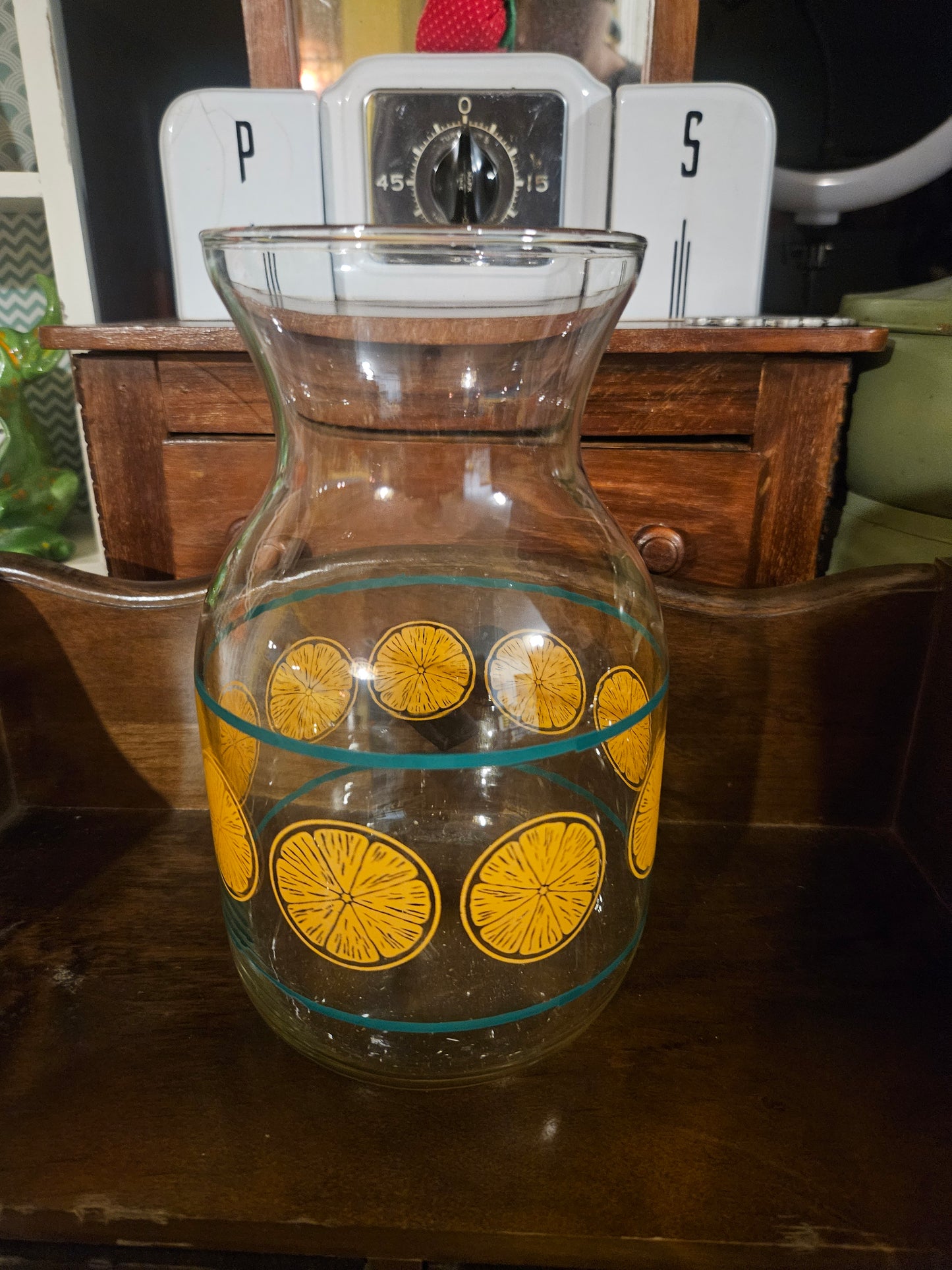 Vintage Glass Orange Slice Carafe / Juice Pitcher