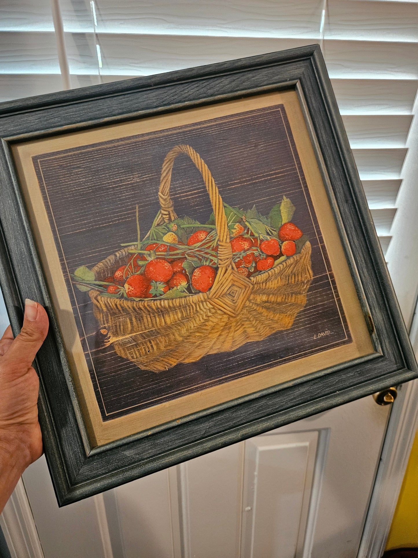 Vintage Strawberry Basket Framed Print – L. David