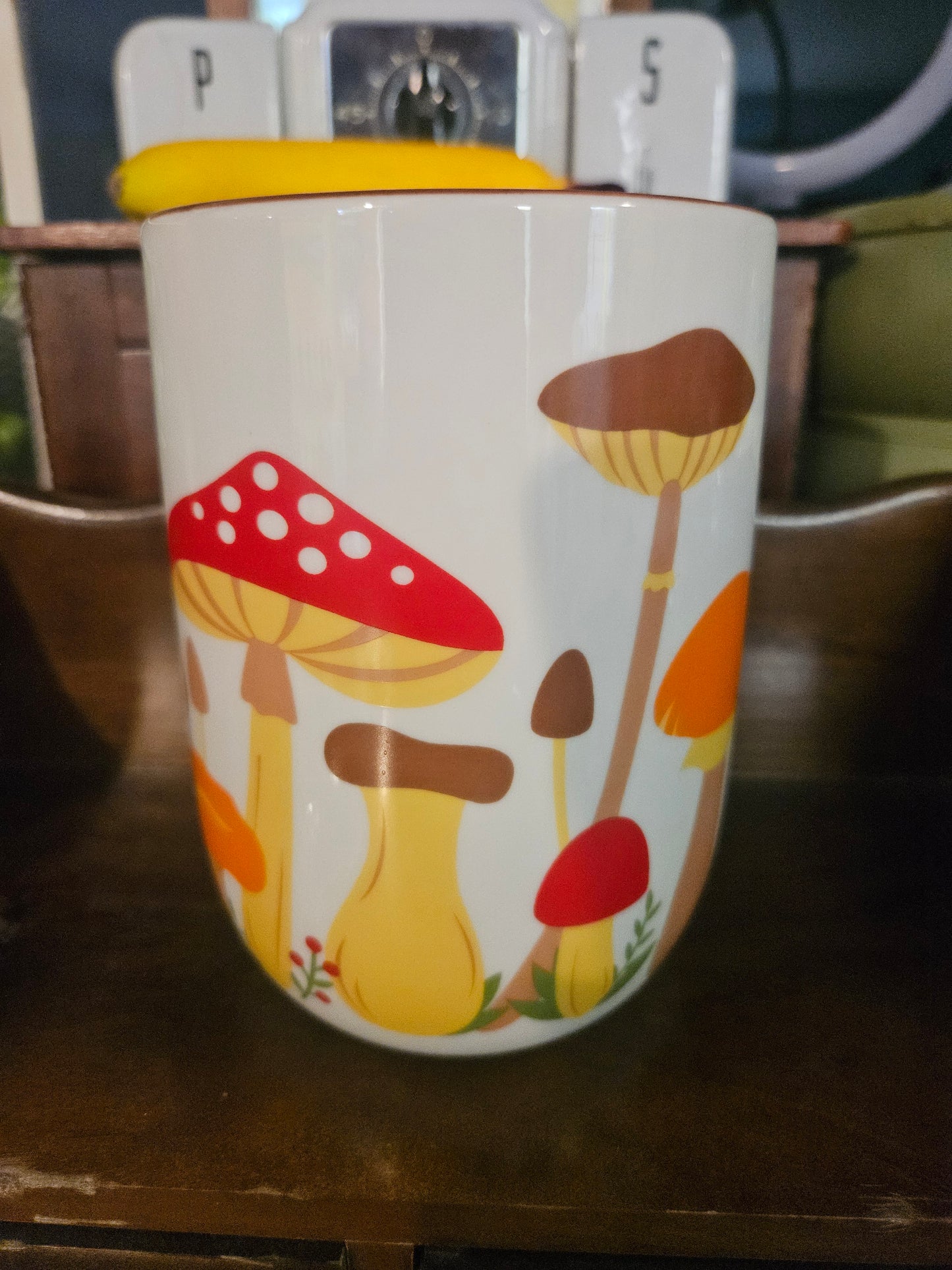 Mushroom Print Ceramic Planter / Utensil Holder