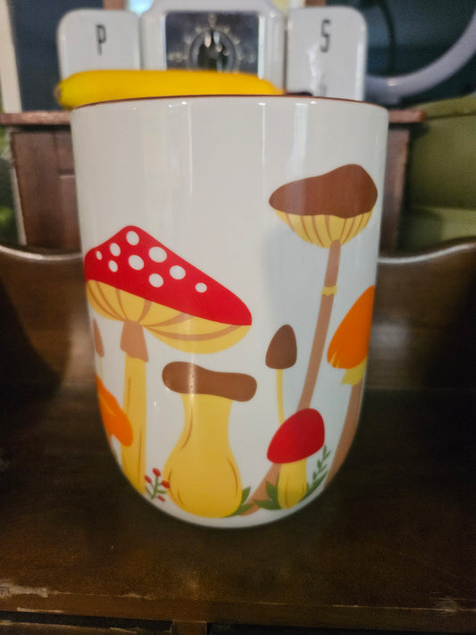 Mushroom Print Ceramic Planter / Utensil Holder
