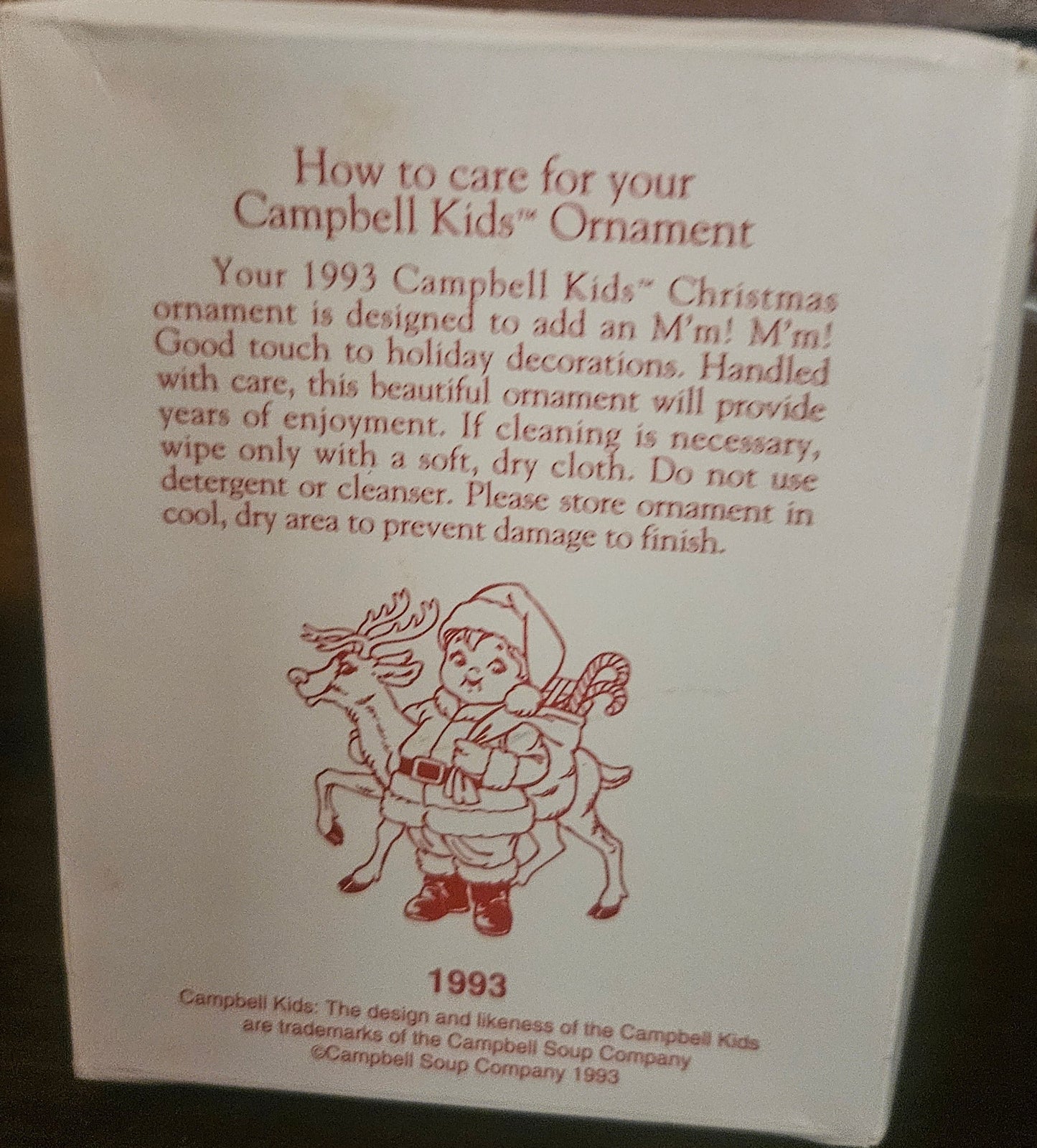 1993 Campbell Kids Christmas Ornament Collector's Edition — Original Box