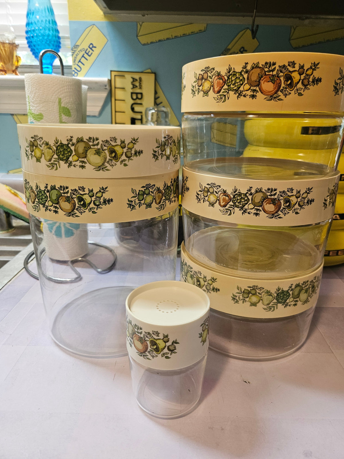 Vintage Pyrex Spice of Life Canister Set with Extra Lid