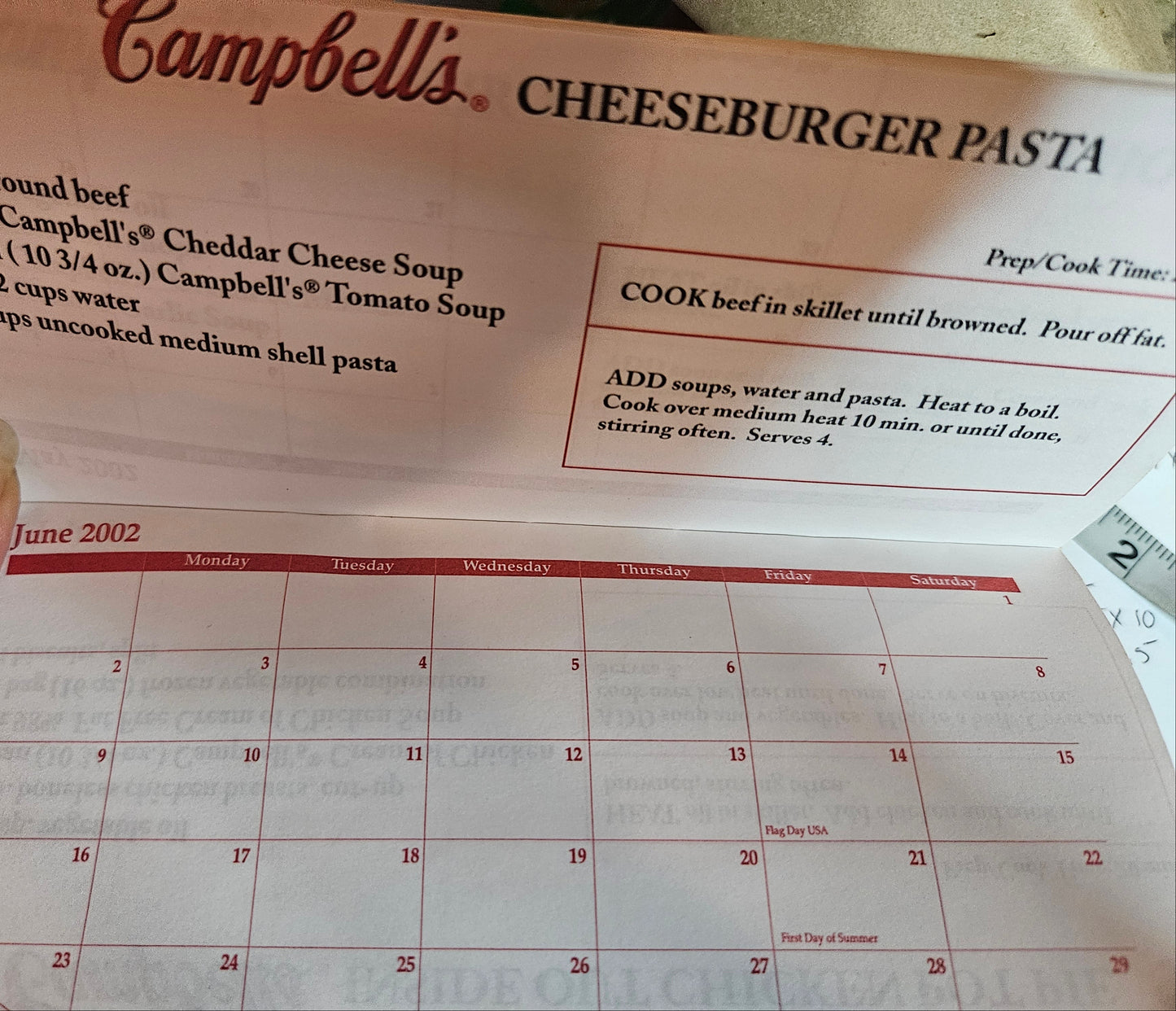 Campbell's Cookbook & 2002 Recipe Calendar Set