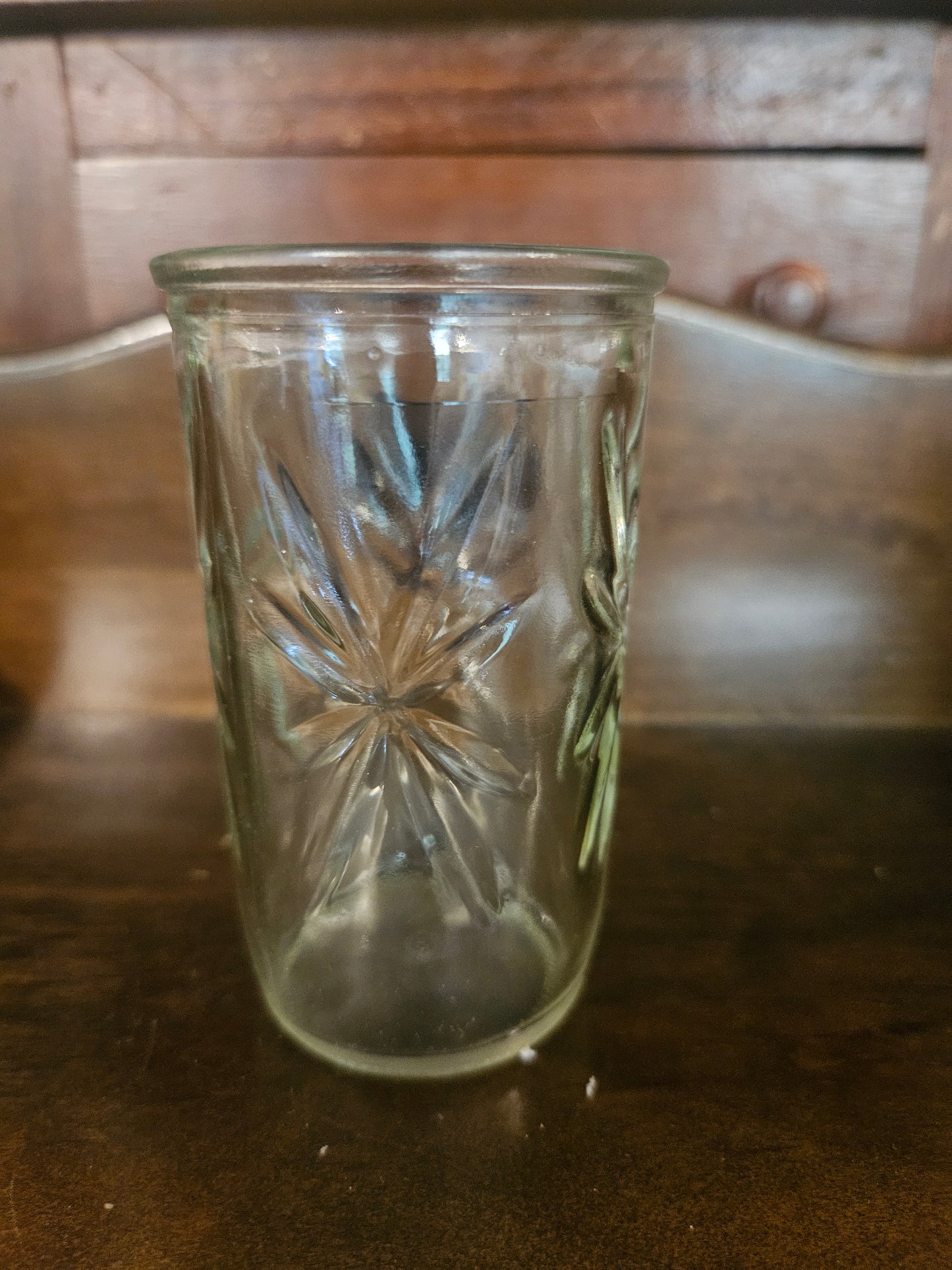 Vintage Pressed Glass Starburst & Leaf Tumbler