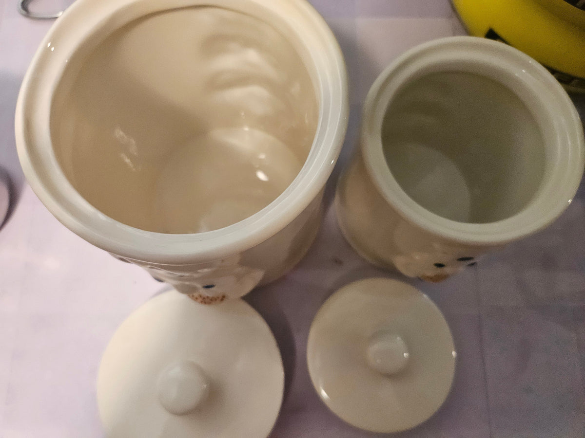 Vintage Pillsbury Doughboy 3D Ceramic Canister Set of 2 — 1998 Pillsbury Co.
