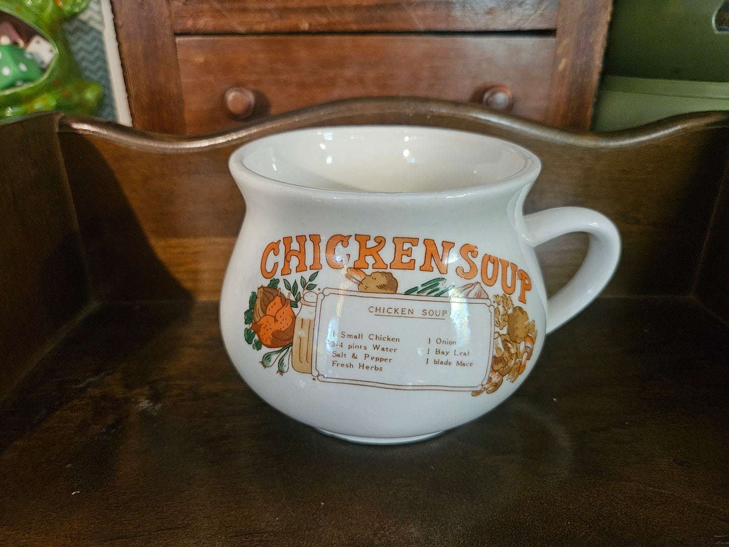 Vintage Chicken Soup Crock Mug with Recipe